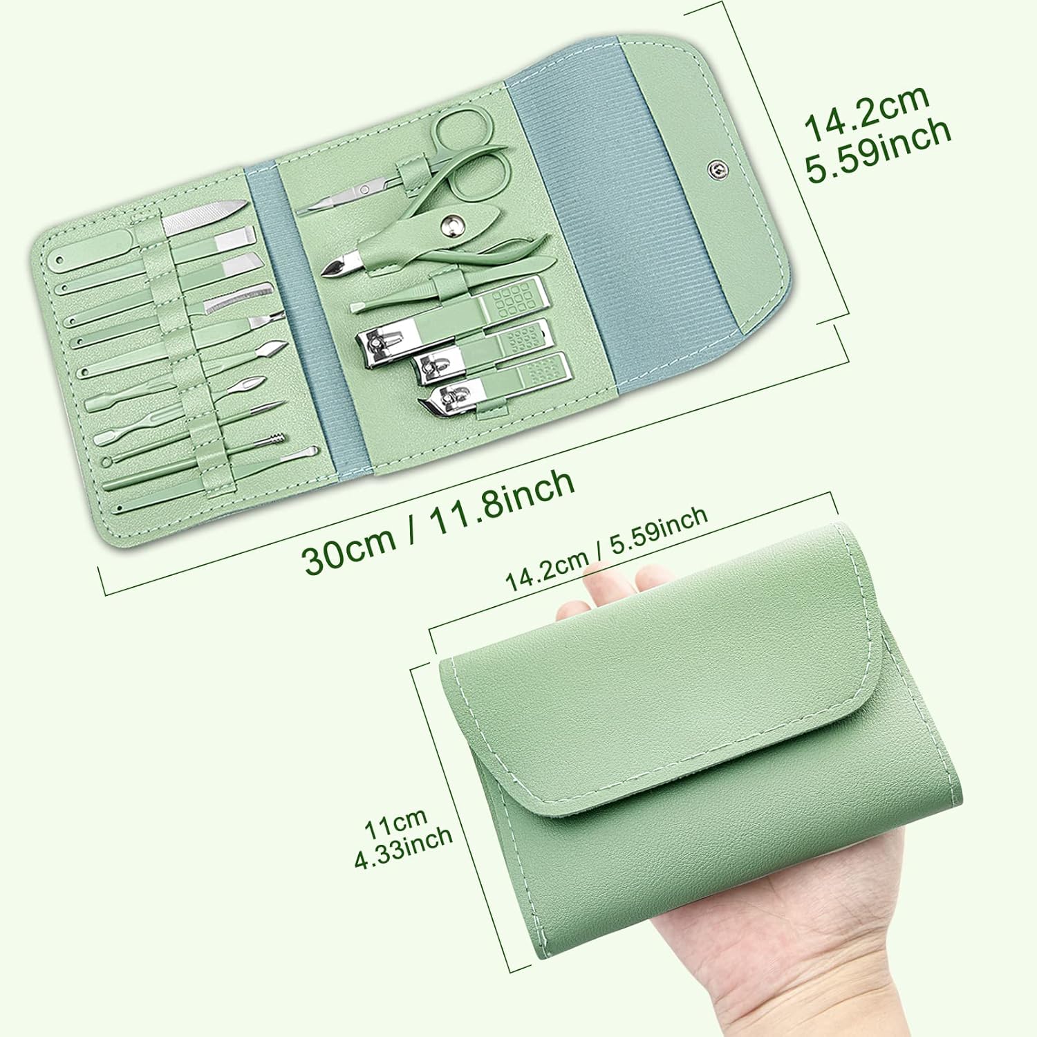 Manicure Set Professional Nail Clippers Pedicure Kit, 16 pcs Stainless Steel Grooming Kit with Luxurious - VINE GLOBAL