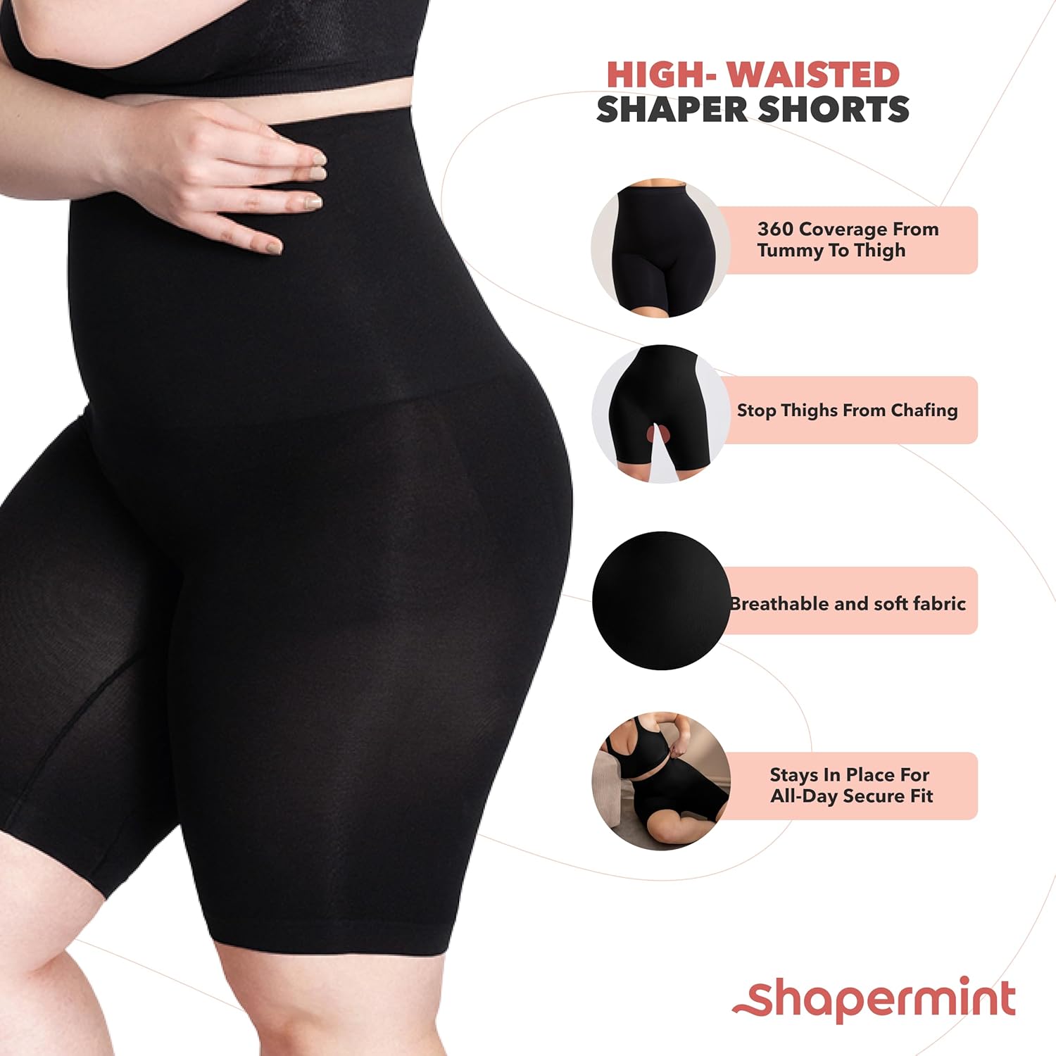 High Waisted Body Shaper Shorts Shapewear for Women Tummy Control Thigh Slimming Technology - VINE GLOBAL