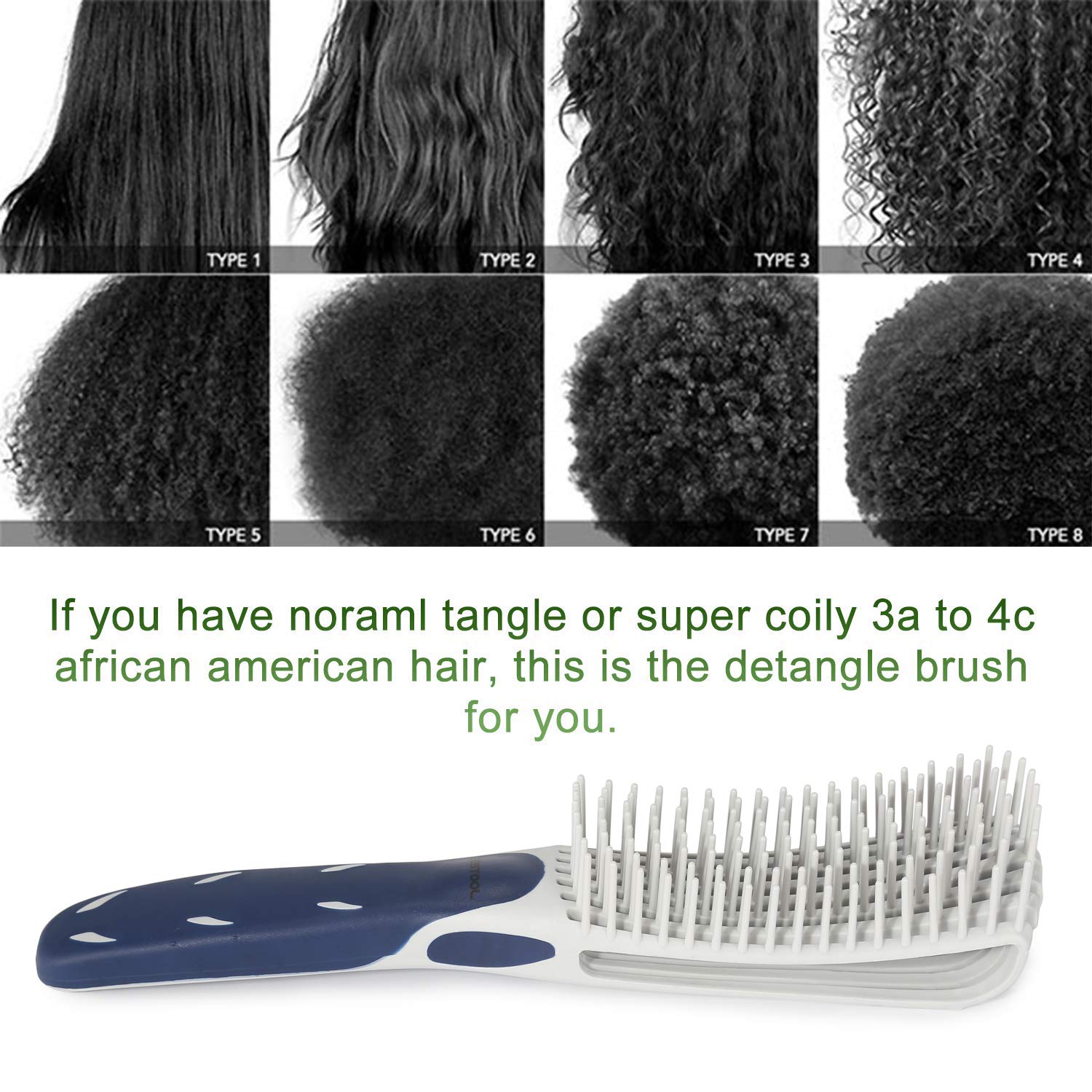Detangling Brush, Detangler Brush for Natural Black/ Curly Hair Afro 3/4abc Texture, Faster n Easier Detangle Wet or Dry Hair with No Pain (Black) - VINE GLOBAL