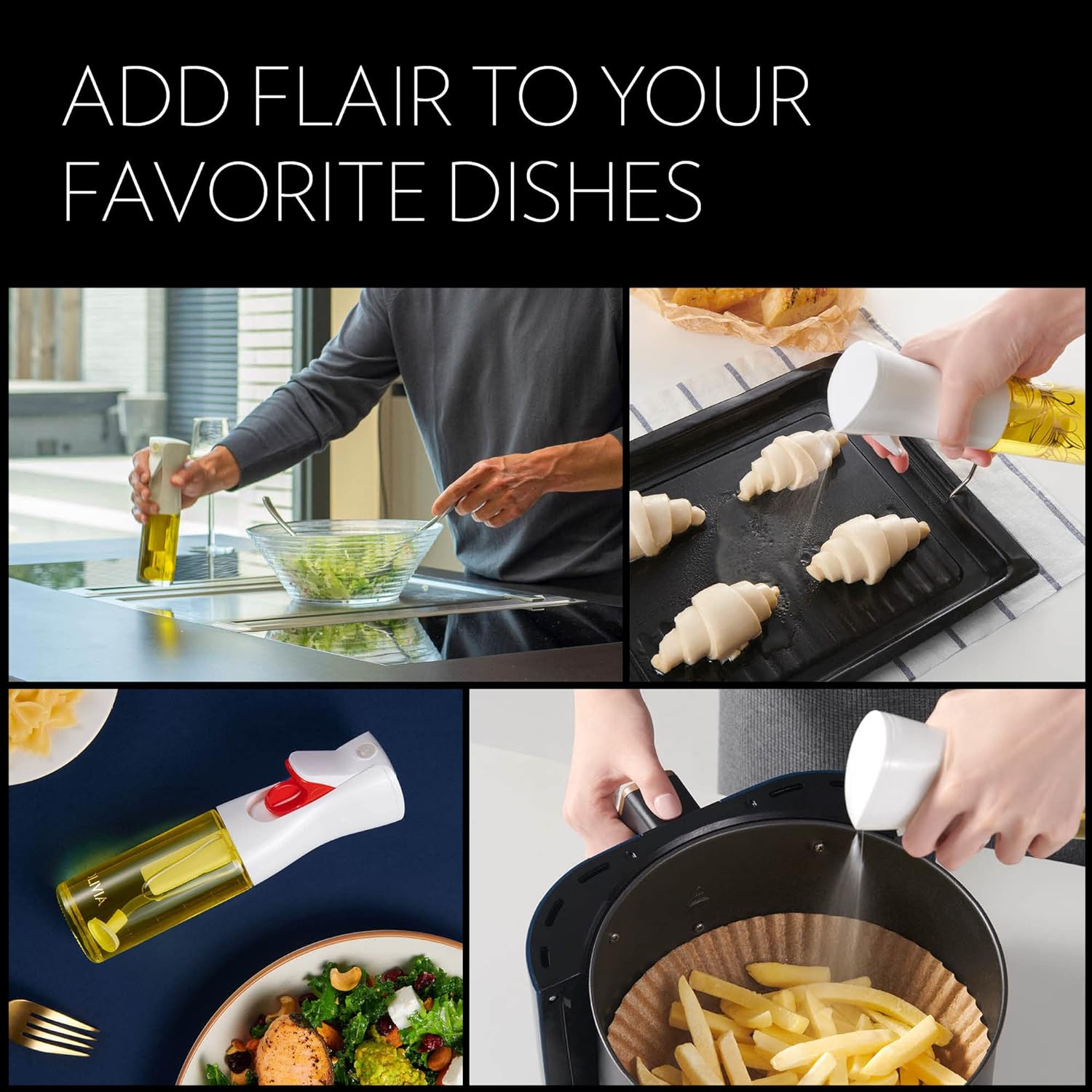 Oil Sprayer for Cooking, Kitchen, Salads, BBQs, Continuous Spray with Portion Control - VINE GLOBAL