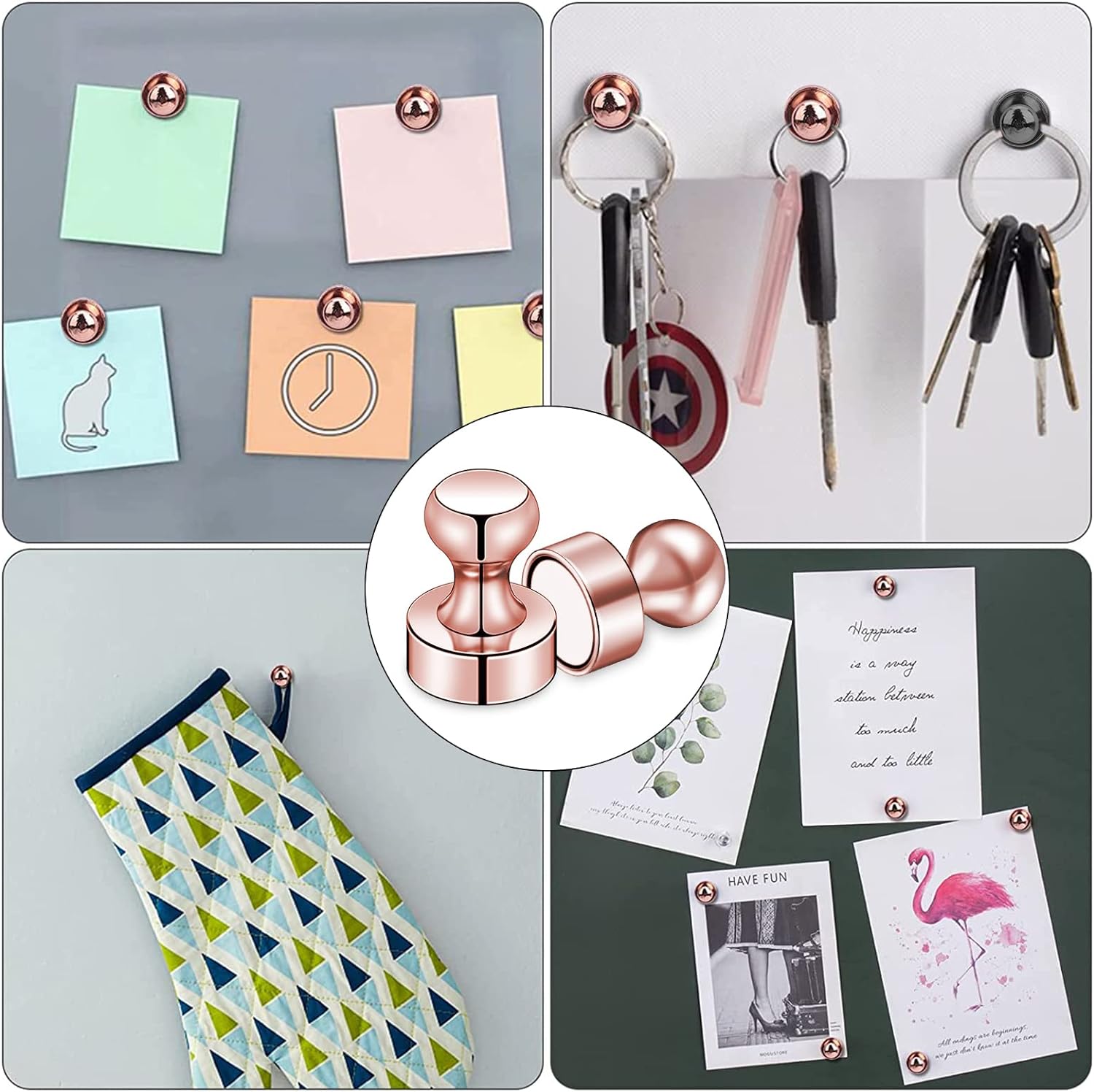 12Pcs Black Fridge Magnets, Small and Strong Magnets for Whiteboard - VINE GLOBAL