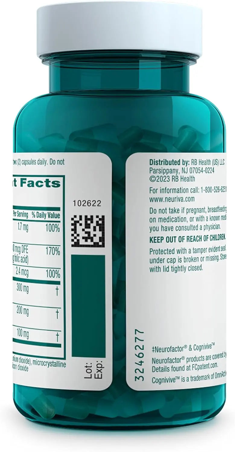 NEURIVA Ultra Decaffeinated Clinically Tested Nootropic Brain Supplement for Mental Alertness, Memory, Focus & Concentration, Cognivive, Neurofactor, Phosphatidylserine, Vitamins B6 B12, 60 Capsules VINE GLOBAL