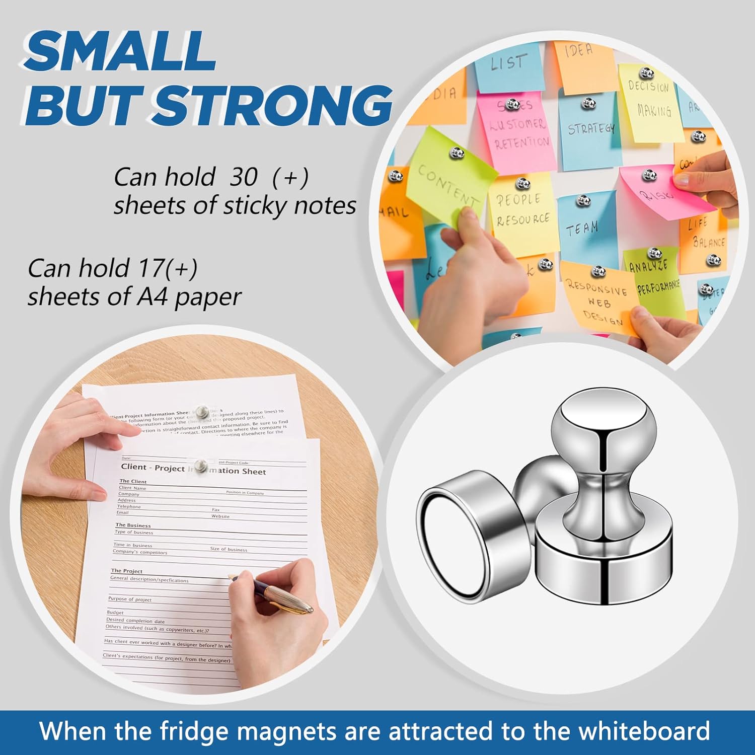 12Pcs Black Fridge Magnets, Small and Strong Magnets for Whiteboard - VINE GLOBAL