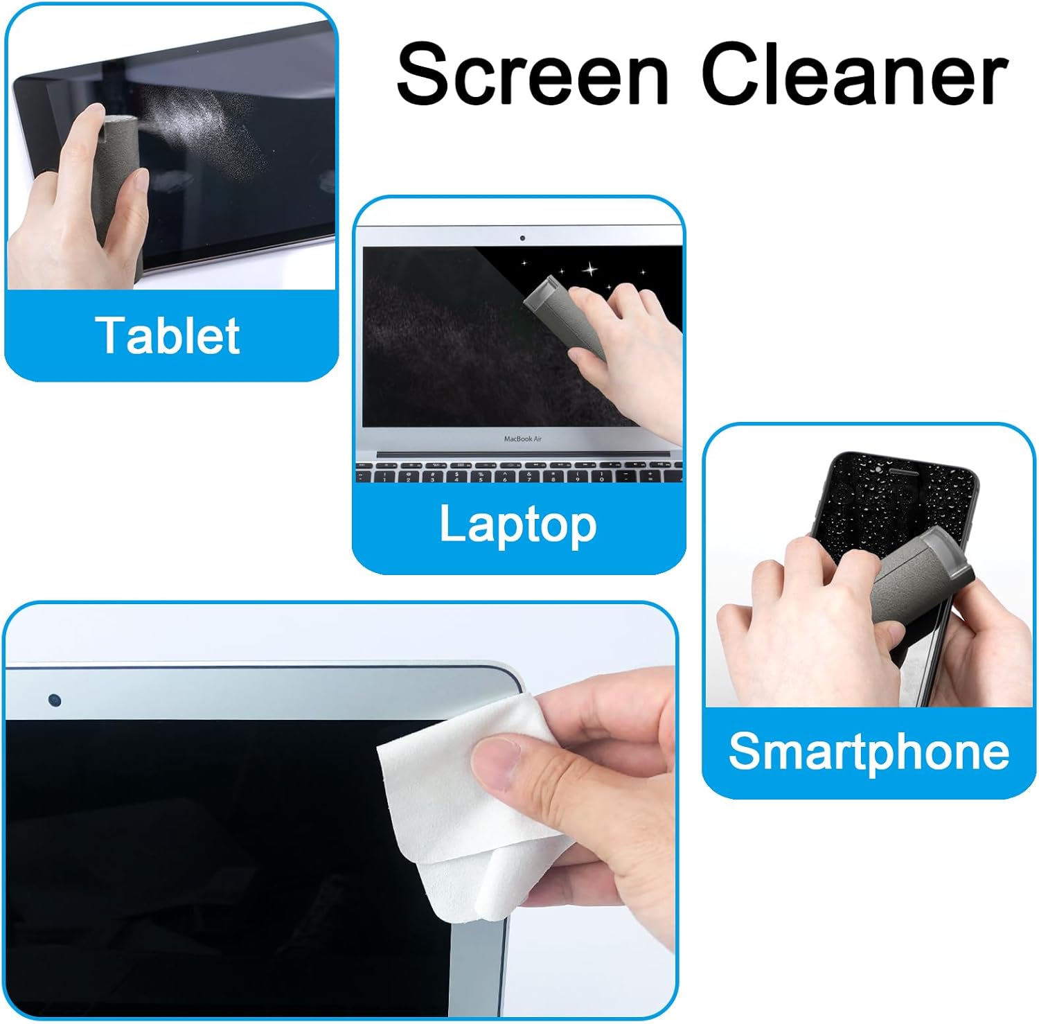 Car Screen Cleaner Spray, Electronic Touchscreen Mist Cleaning Brush Kit for TV, Laptop, iPad, iPhone, Cellphone, MacBook Pro, Tablet, PC, Computer, Monitor, LCD Screens, Eyeglasses - Cream - VINE GLOBAL