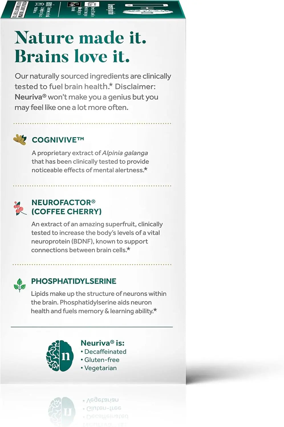 NEURIVA Ultra Decaffeinated Clinically Tested Nootropic Brain Supplement for Mental Alertness, Memory, Focus & Concentration, Cognivive, Neurofactor, Phosphatidylserine, Vitamins B6 B12, 60 Capsules VINE GLOBAL