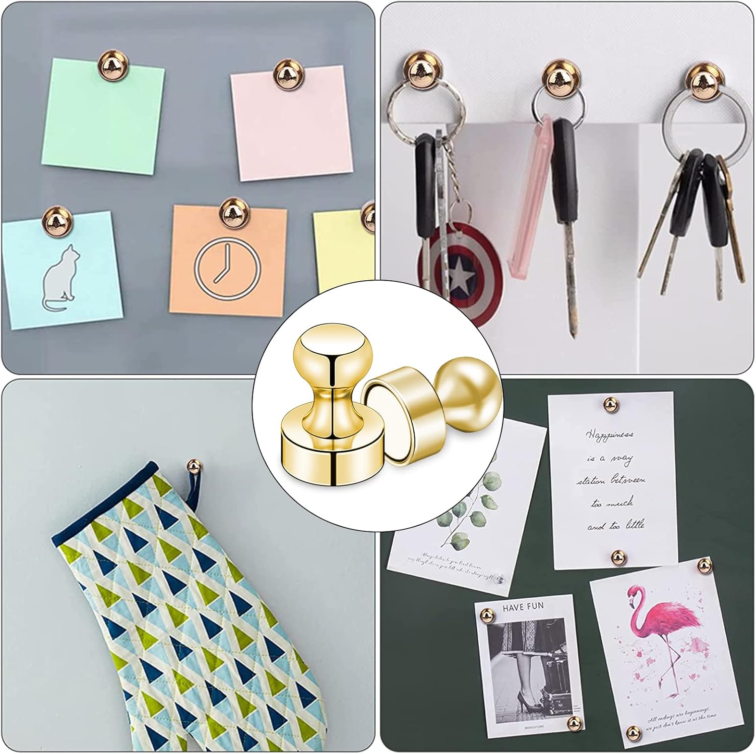 12Pcs Black Fridge Magnets, Small and Strong Magnets for Whiteboard - VINE GLOBAL