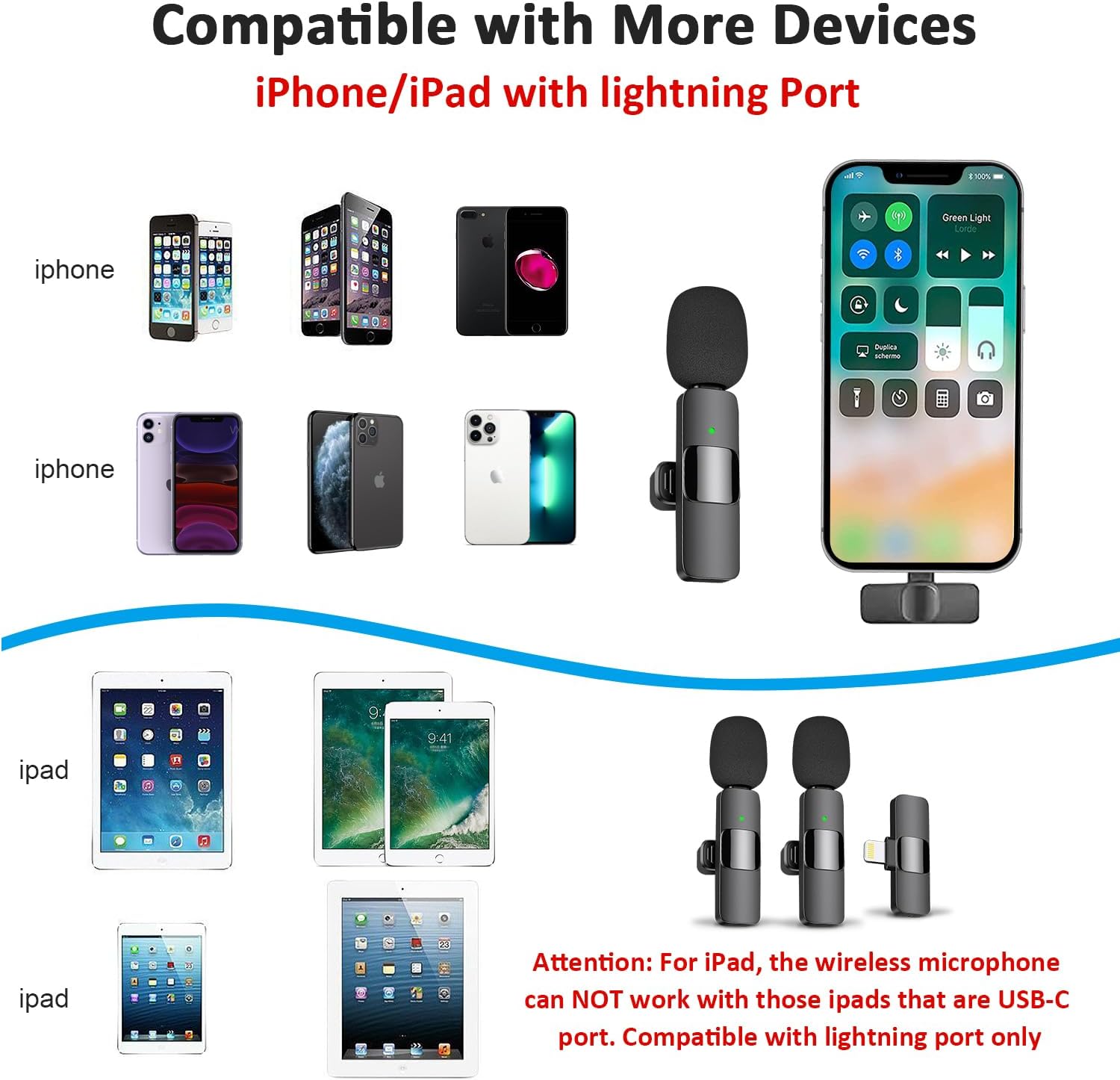 Professional Wireless Lavalier Lapel Microphone for iPhone, iPad - Cordless Omnidirectional Condenser Recording Mic for Interview Video Podcast Vlog YouTube - VINE GLOBAL