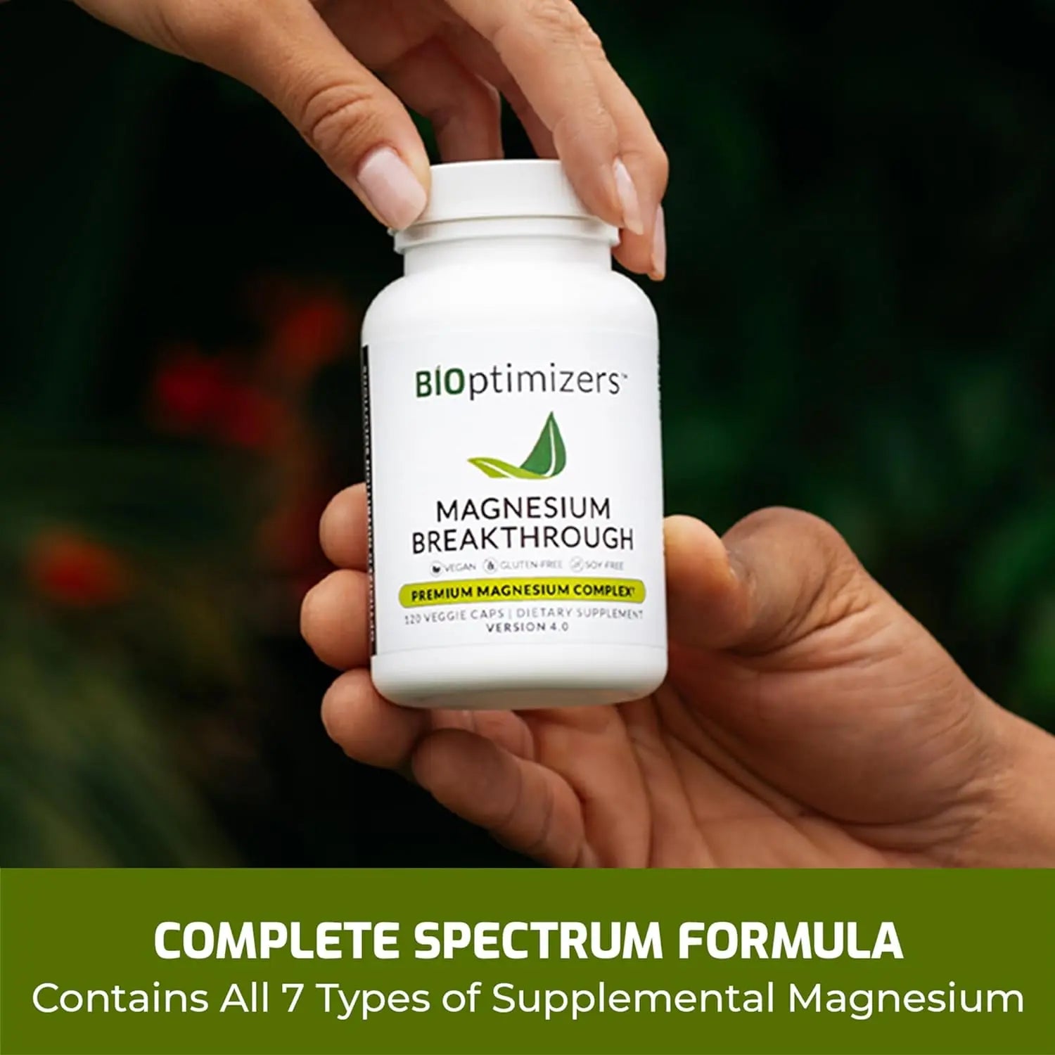 BiOptimizers Magnesium Breakthrough Supplement 4.0 - Has 7 Forms of Magnesium: Glycinate, Malate, Citrate, and More - Natural Sleep and Brain Supplement - 60 Capsules VINE GLOBAL