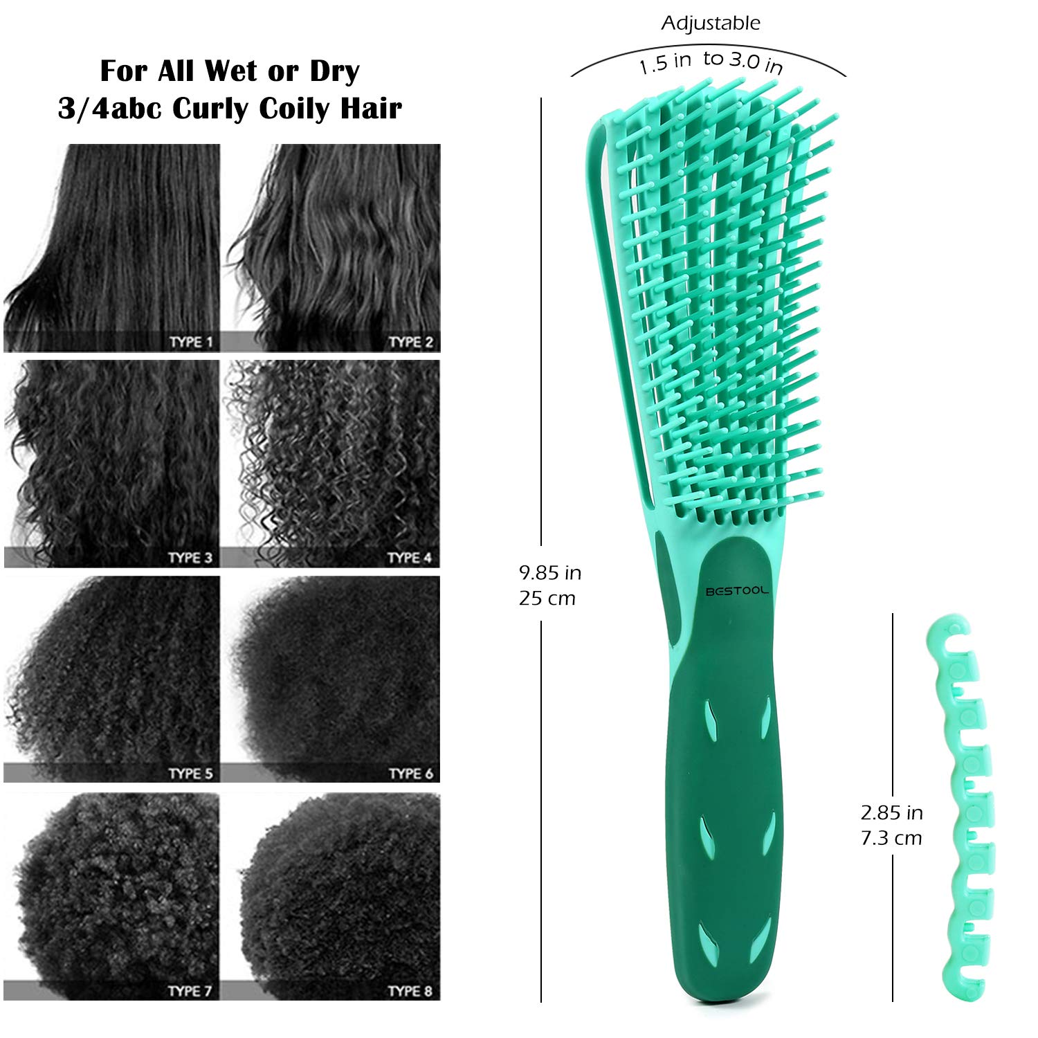 Detangling Brush, Detangler Brush for Natural Black/ Curly Hair Afro 3/4abc Texture, Faster n Easier Detangle Wet or Dry Hair with No Pain (Black) - VINE GLOBAL