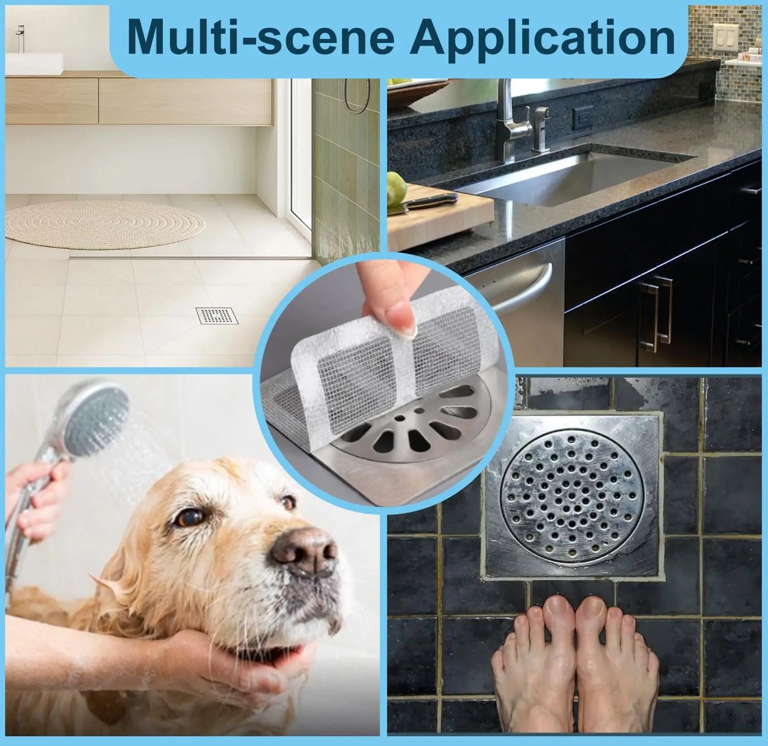 Disposable Shower Drain Cover Hair Catcher 4" X 4" Mesh Stickers for Bathroom, Laundry, Bathtub, Kitchen, and Sink (60) VINE GLOBAL
