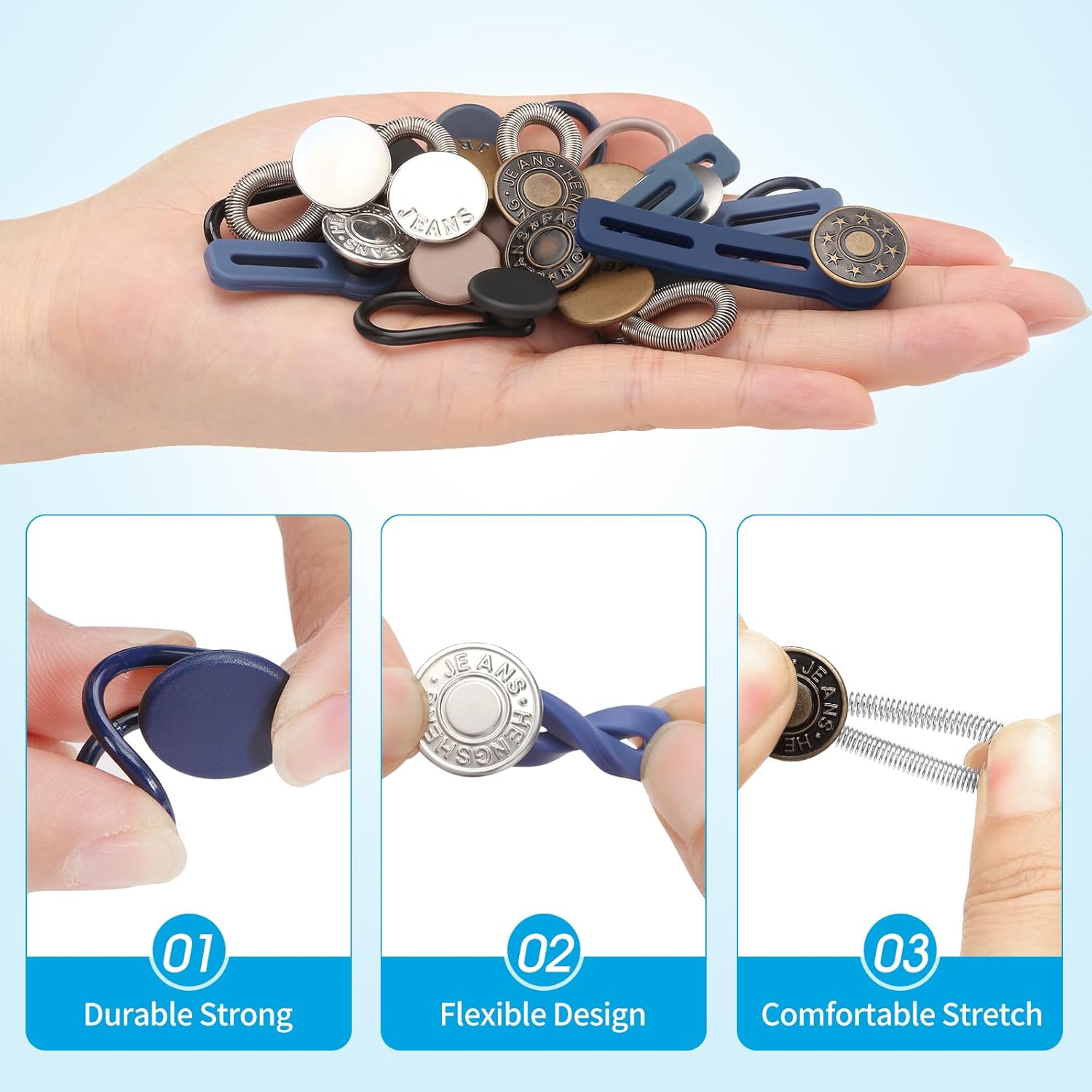 Ceryvop 12PCS Button Extenders for Jeans, Pants Waist Button Extender for Women Men, 3 Colors Pant Waistband Expander, Pants Waist Extension 1-1.4 Inches - VINE GLOBAL