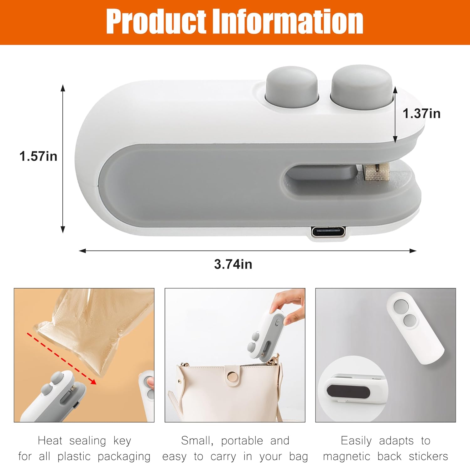 Mini Shred Bag Sealer, 2 in 1 Heat Sealer with Cutter, Portable Resealer Machine - VINE GLOBAL