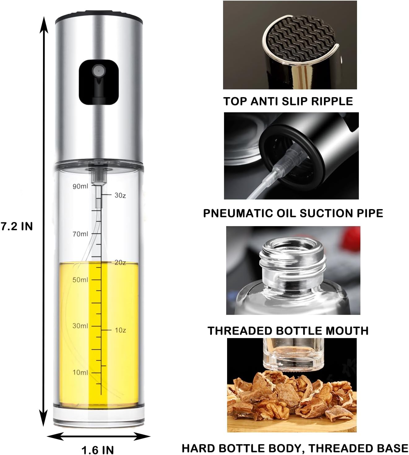 Oil Sprayer for Cooking,100ml Oil Sprayer for Air Fryer, Salad,BBQ,Roasting - VINE GLOBAL