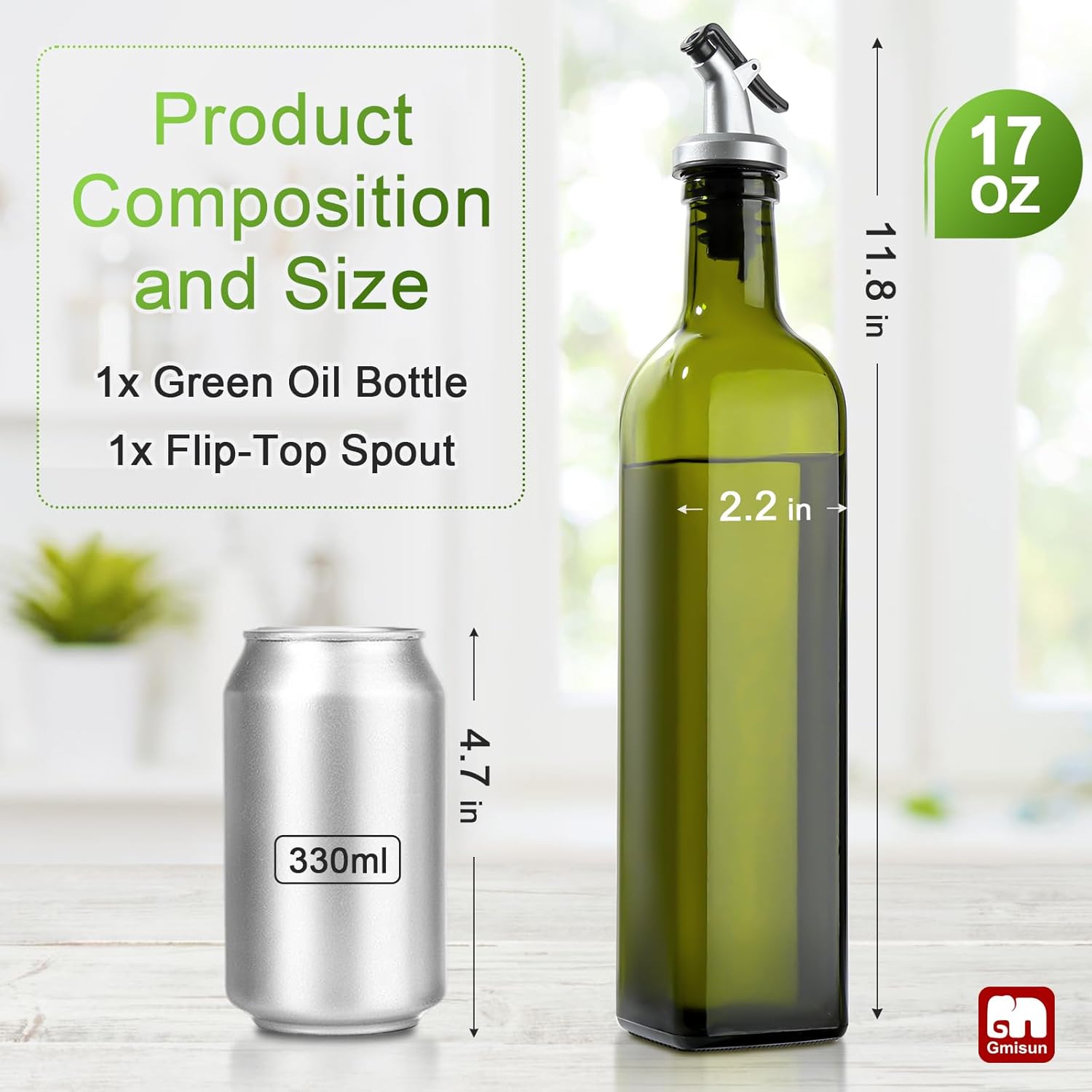 Oil Dispenser for Kitchen, 4Pack Oil Bottles for Kitchen, 17oz Cooking Oil Dispenser Bottle, Glass Oil Container with Plastic Pourer, Oil Cruet with Plastic Funnel and Labels for Vegetable - VINE GLOBAL