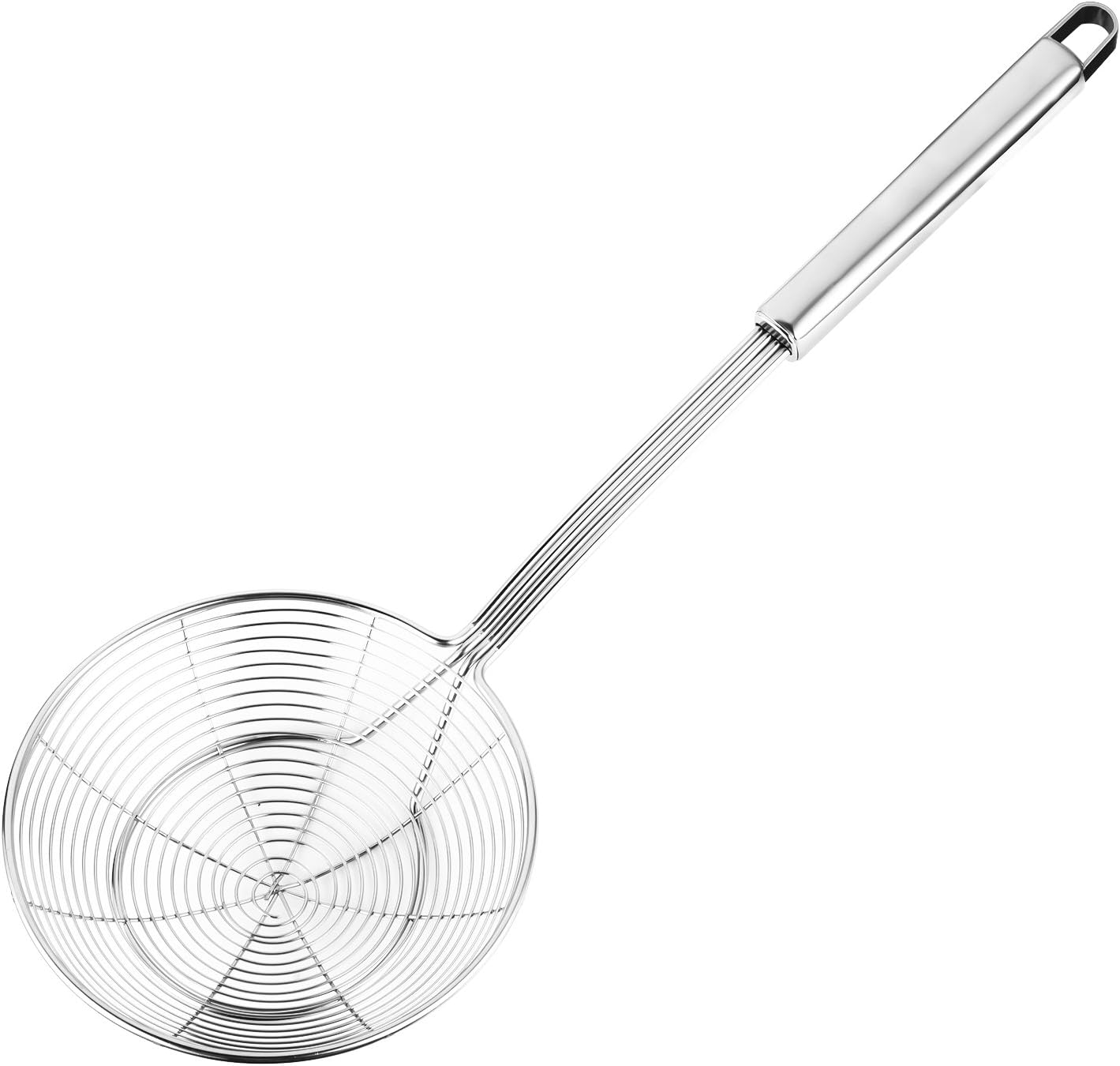 Stainless Steel Spider Strainer Skimmer Ladle for Cooking and Frying , 5.4 Inch VINE GLOBAL