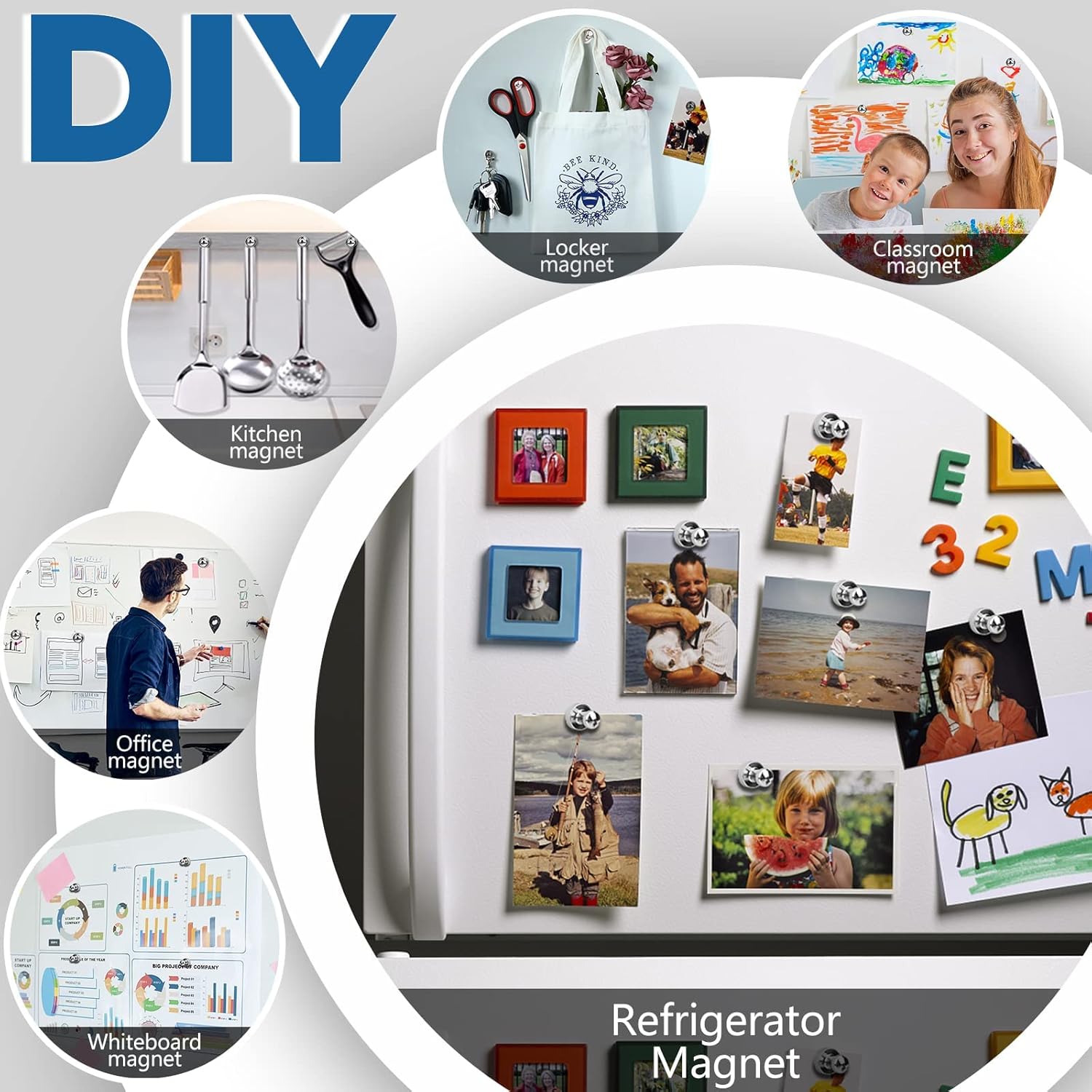 12Pcs Black Fridge Magnets, Small and Strong Magnets for Whiteboard - VINE GLOBAL