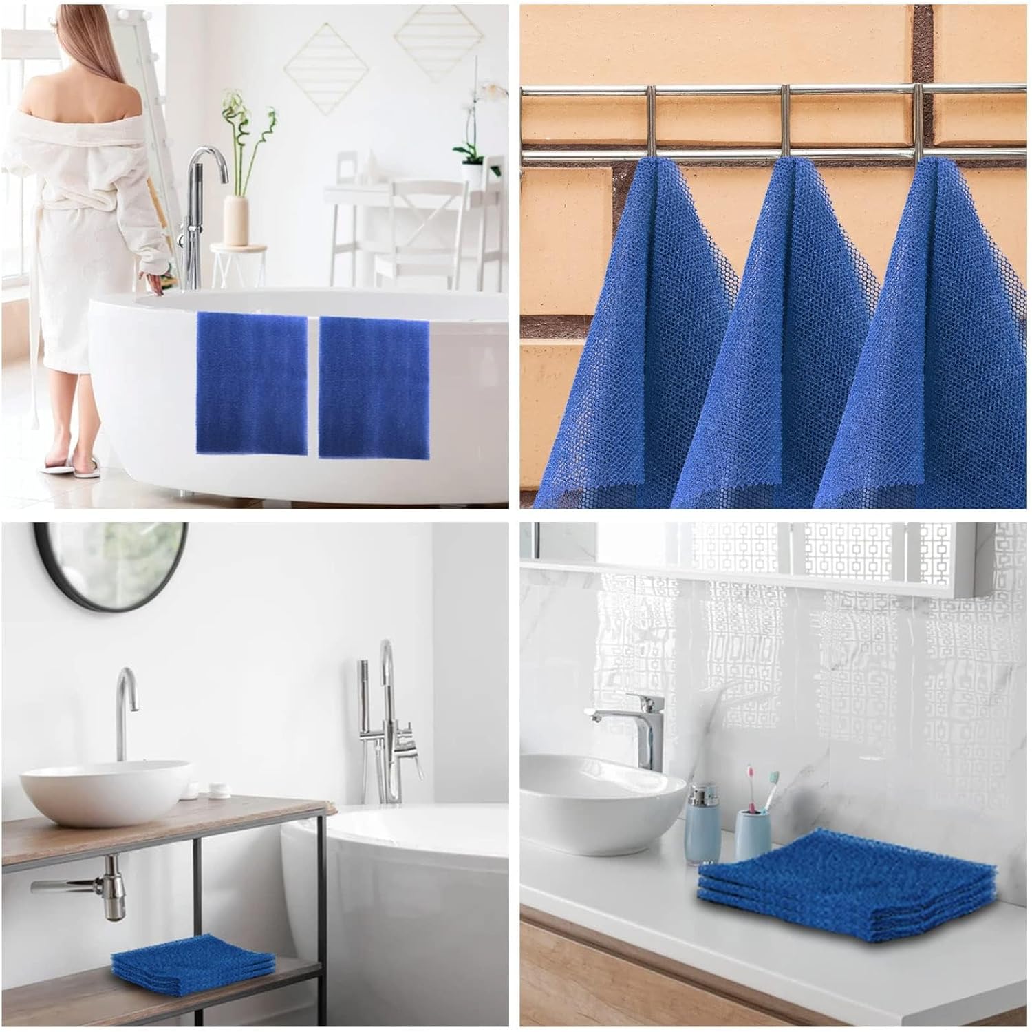 3 Pieces African Bath Sponge African Net Long Net Bath Sponge Exfoliating Shower Body Scrubber Back Scrubber Skin Smoother - VINE GLOBAL