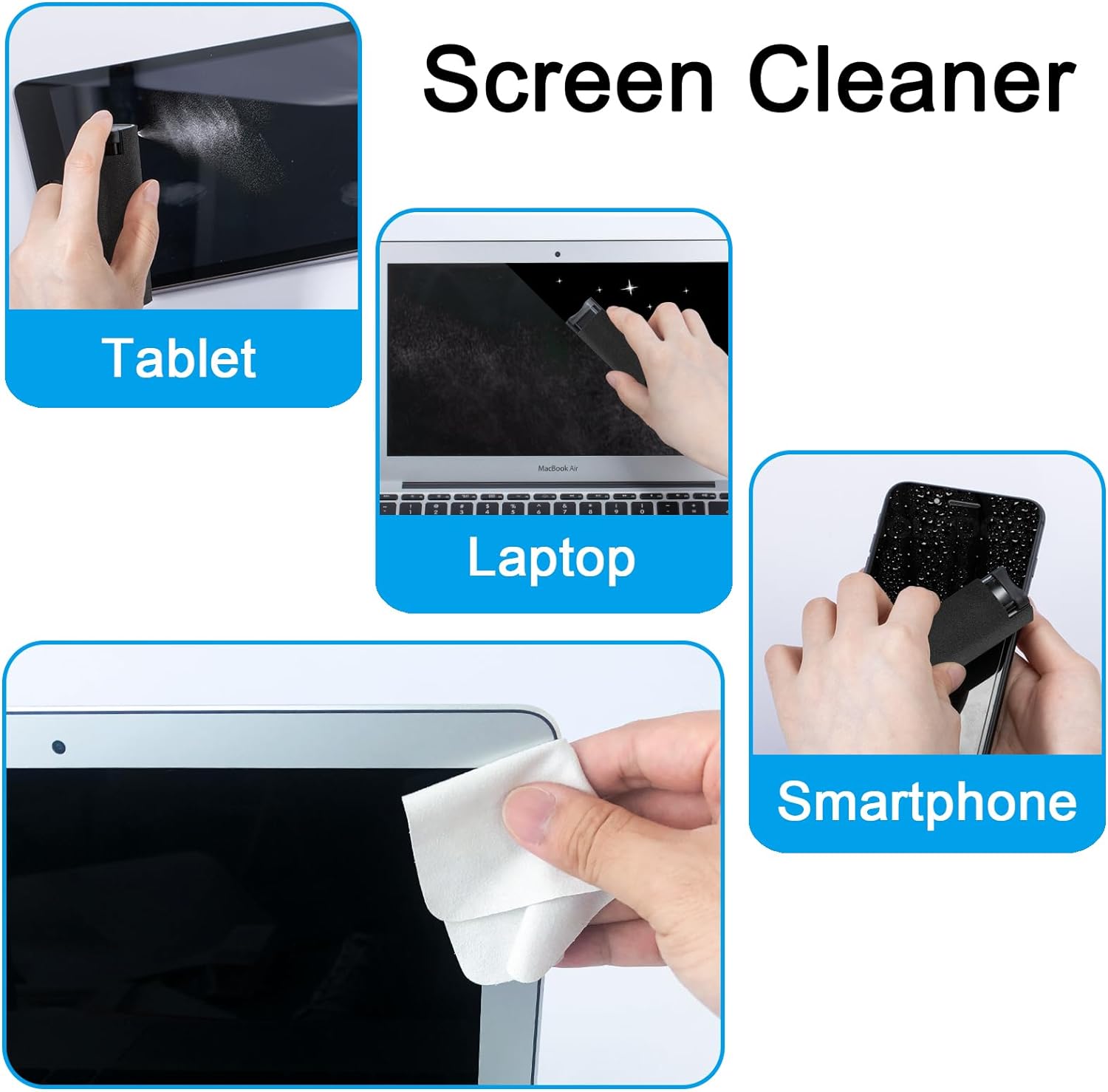 Car Screen Cleaner Spray, Electronic Touchscreen Mist Cleaning Brush Kit for TV, Laptop, iPad, iPhone, Cellphone, MacBook Pro, Tablet, PC, Computer, Monitor, LCD Screens, Eyeglasses - Cream - VINE GLOBAL