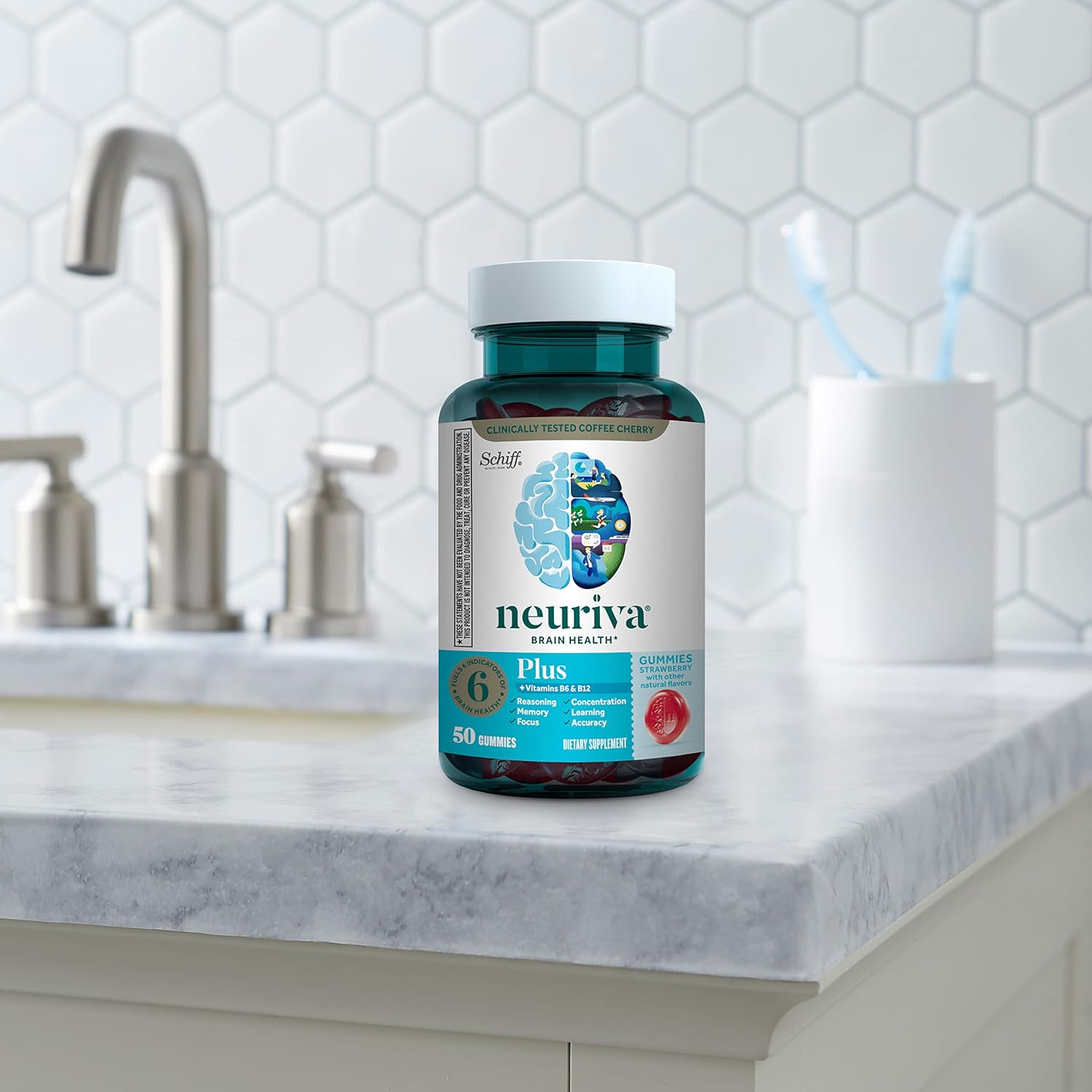 NEURIVA Plus Brain Supplement for Memory,Focus & Concentration+Cognitive Function with Vitamins B6 & B12 Gummies - VINE GLOBAL