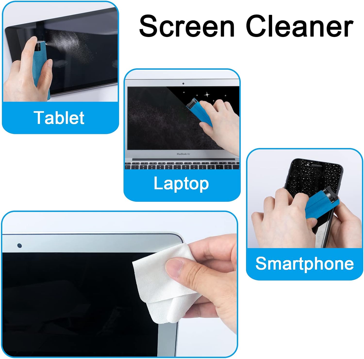 Car Screen Cleaner Spray, Electronic Touchscreen Mist Cleaning Brush Kit for TV, Laptop, iPad, iPhone, Cellphone, MacBook Pro, Tablet, PC, Computer, Monitor, LCD Screens, Eyeglasses - Cream - VINE GLOBAL