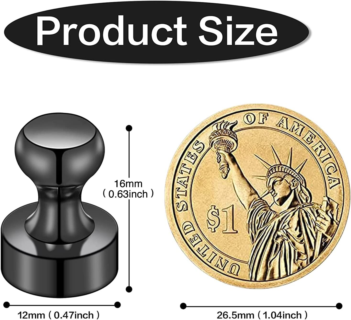 12Pcs Black Fridge Magnets, Small and Strong Magnets for Whiteboard - VINE GLOBAL