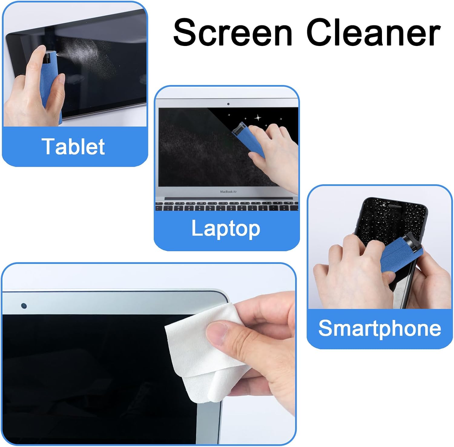 Car Screen Cleaner Spray, Electronic Touchscreen Mist Cleaning Brush Kit for TV, Laptop, iPad, iPhone, Cellphone, MacBook Pro, Tablet, PC, Computer, Monitor, LCD Screens, Eyeglasses - Cream - VINE GLOBAL