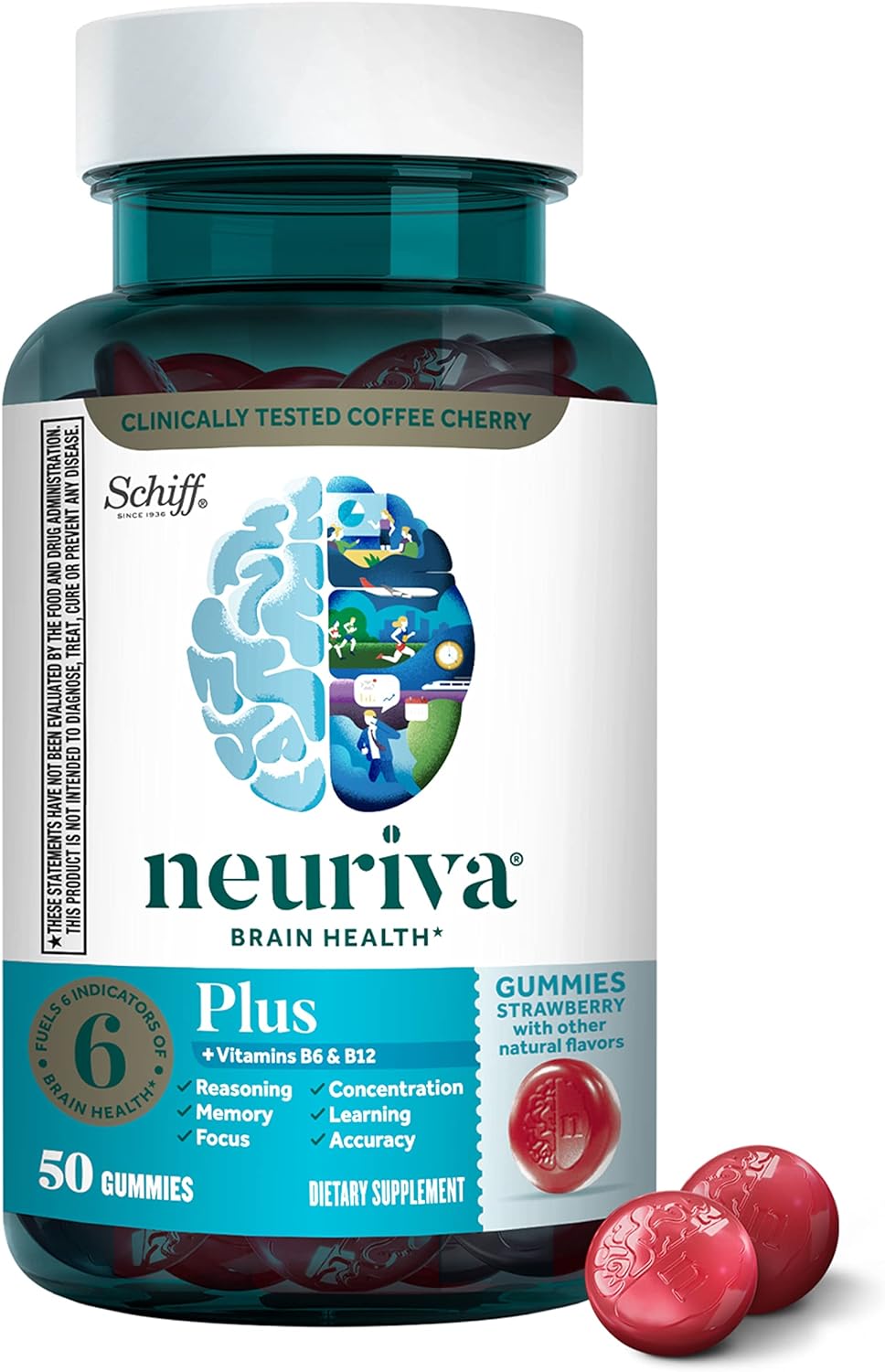 NEURIVA Plus Brain Supplement for Memory,Focus & Concentration+Cognitive Function with Vitamins B6 & B12 Gummies - VINE GLOBAL