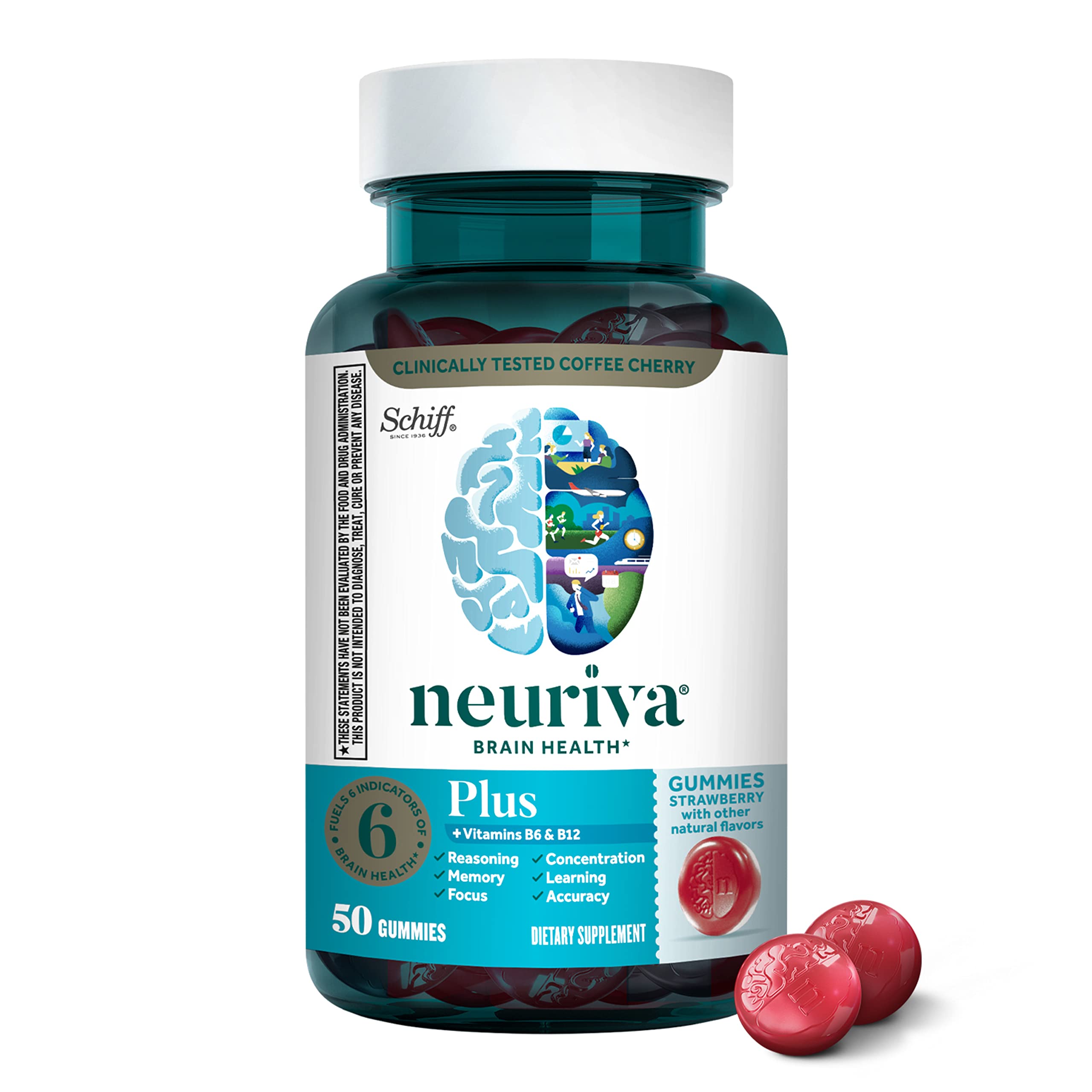 NEURIVA Plus Brain Supplement for Memory,Focus & Concentration+Cognitive Function with Vitamins B6 & B12 Gummies - VINE GLOBAL