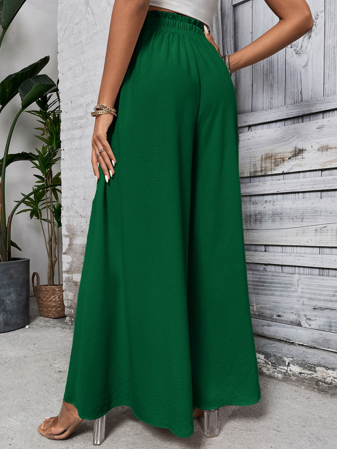 Honey Tied High Waist Wide Leg Pants - VINE GLOBAL