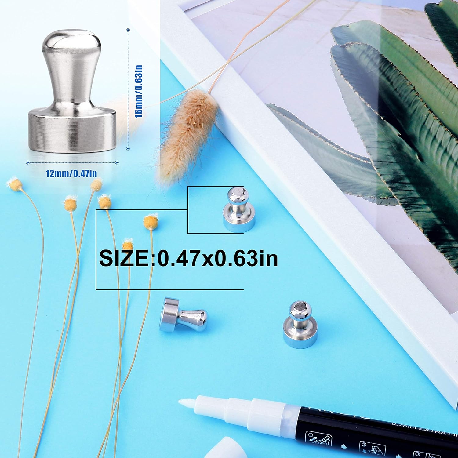 12Pcs Black Fridge Magnets, Small and Strong Magnets for Whiteboard - VINE GLOBAL