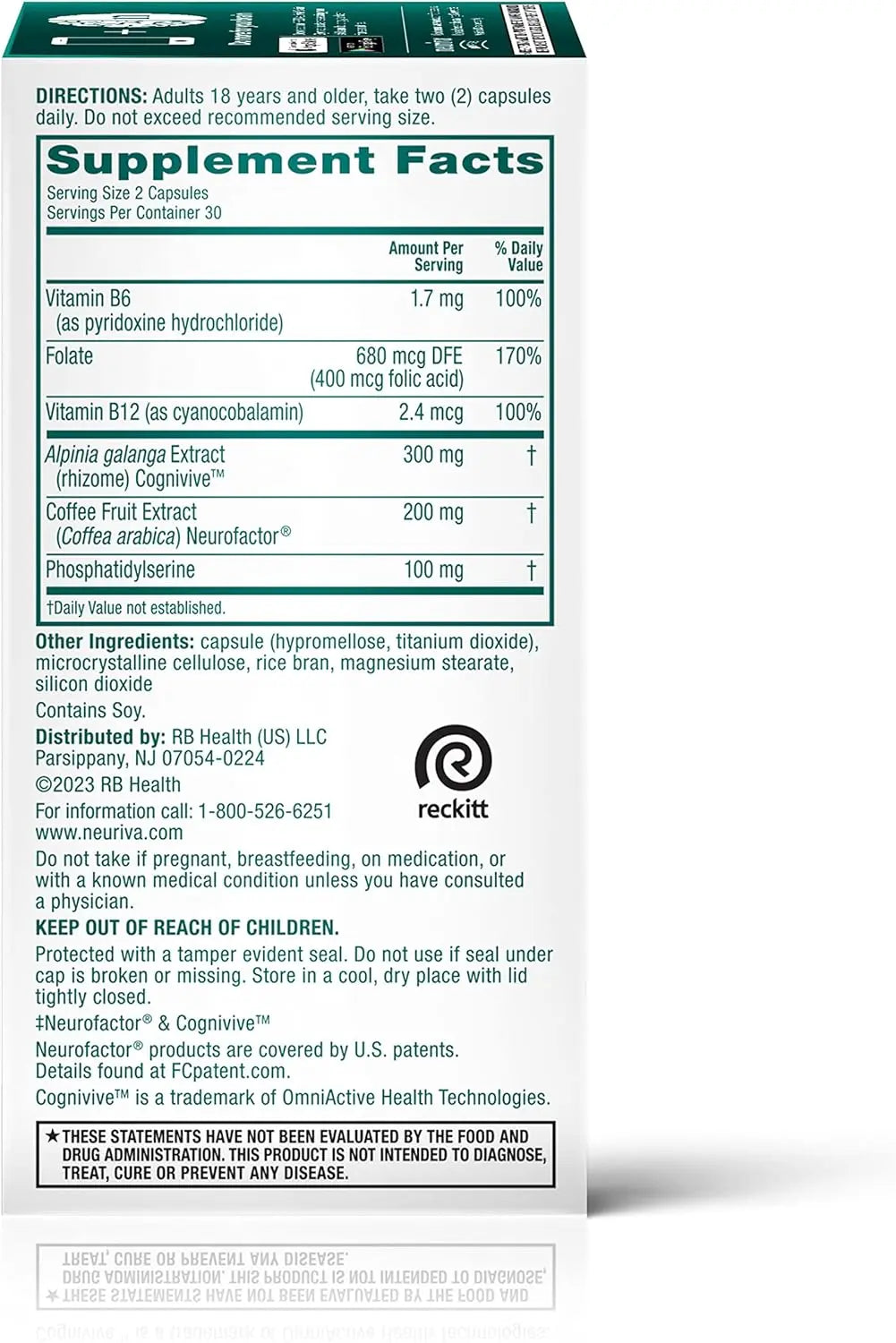 NEURIVA Ultra Decaffeinated Clinically Tested Nootropic Brain Supplement for Mental Alertness, Memory, Focus & Concentration, Cognivive, Neurofactor, Phosphatidylserine, Vitamins B6 B12, 60 Capsules VINE GLOBAL