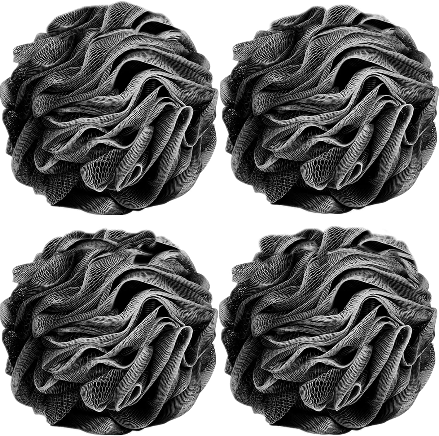 4-Pack Bath Sponges Shower Loofahs Mesh Balls Sponge for Body Wash Bathroom Men Women - VINE GLOBAL