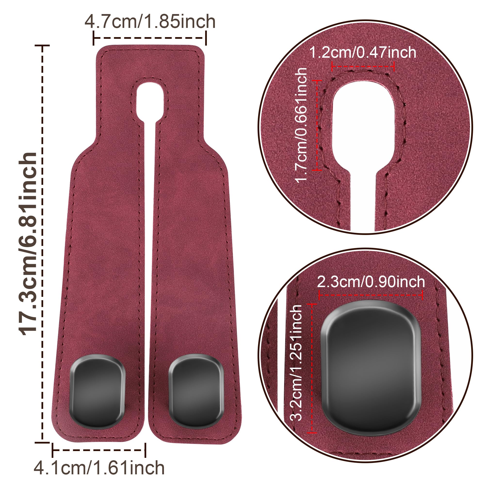 Amelity Car Hooks for Headrest, Car Seat Back Storage Hook for Headrest, Headrest Hooks for Purses and Bags, Car Hooks Leather (Black-2 Pack) - VINE GLOBAL