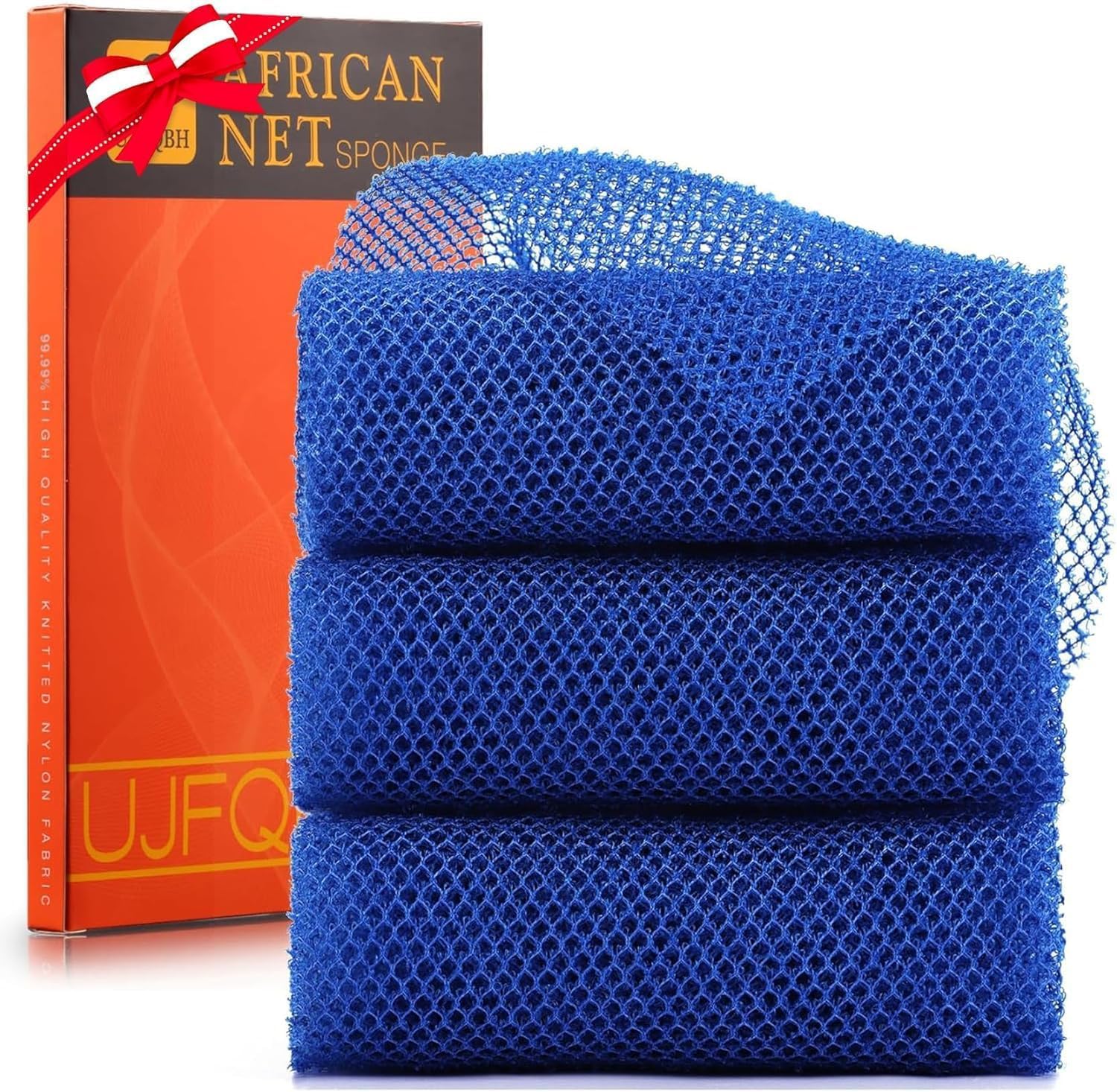 3 Pieces African Bath Sponge African Net Long Net Bath Sponge Exfoliating Shower Body Scrubber Back Scrubber Skin Smoother - VINE GLOBAL