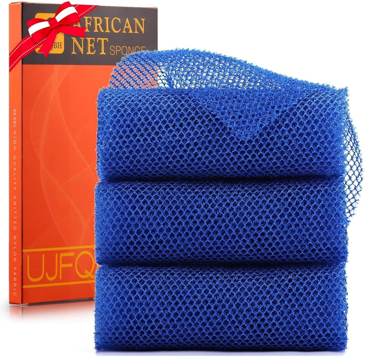 3 Pieces African Bath Sponge African Net Long Net Bath Sponge Exfoliating Shower Body Scrubber Back Scrubber Skin Smoother - VINE GLOBAL