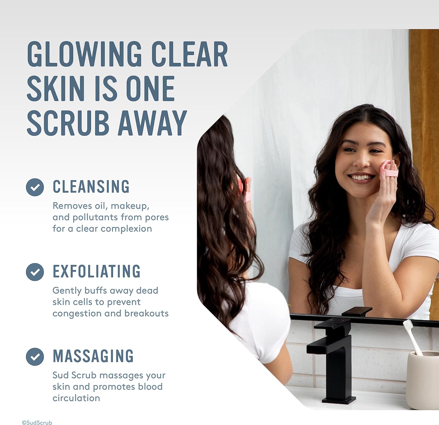 Antimicrobial Silicone Face Scrubber, 1 Pack, Gentle Face Exfoliator for Sensitive Skin - VINE GLOBAL