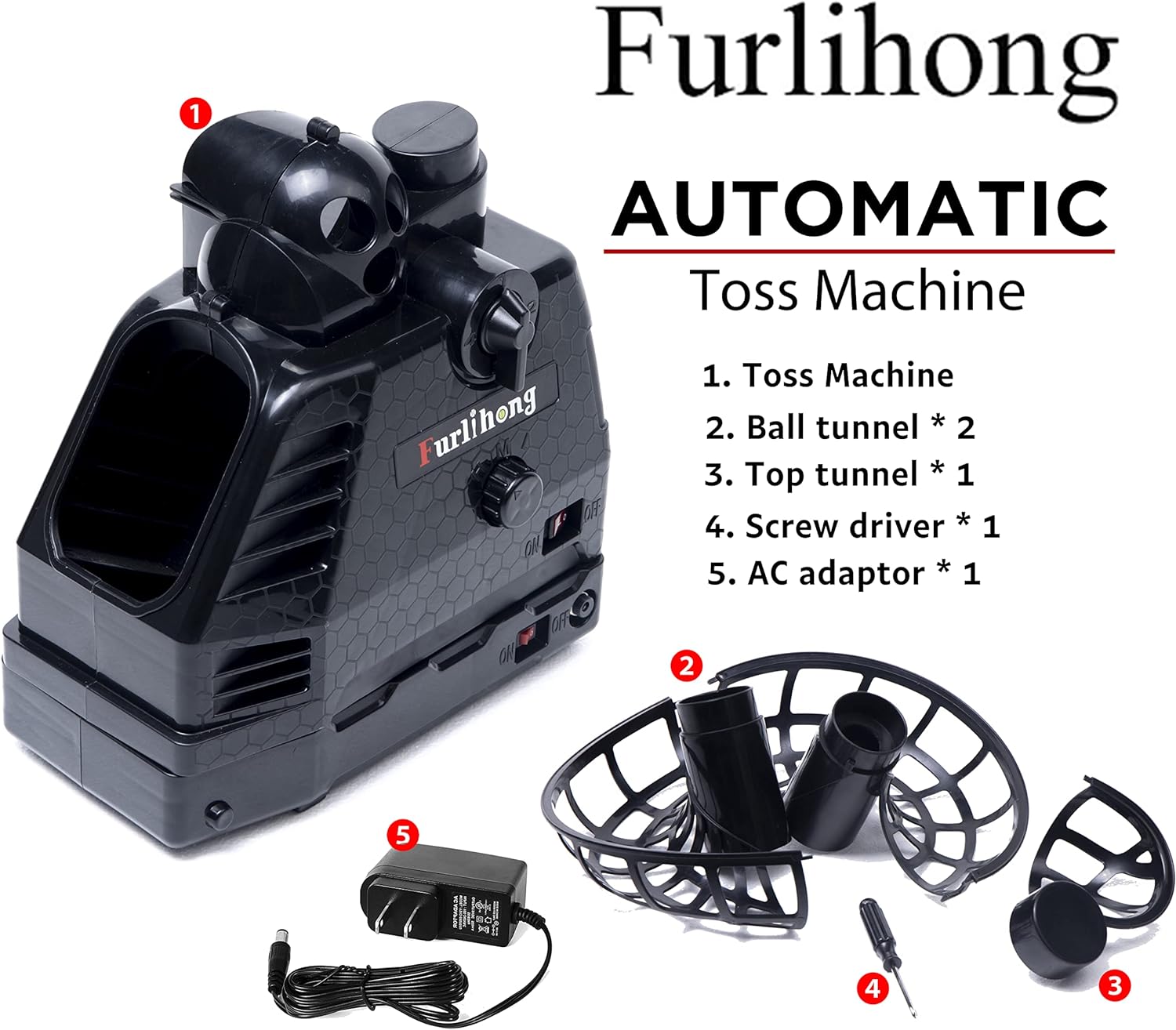 680BH 2 in 1 Baseball & Tennis Ball Launcher Machine, Adjustable Launching Angle, Speed and Interval, Auto Swing Function, Powered by Battery or AC Adapter, Ball Holder Extendable, for Kids - VINE GLOBAL