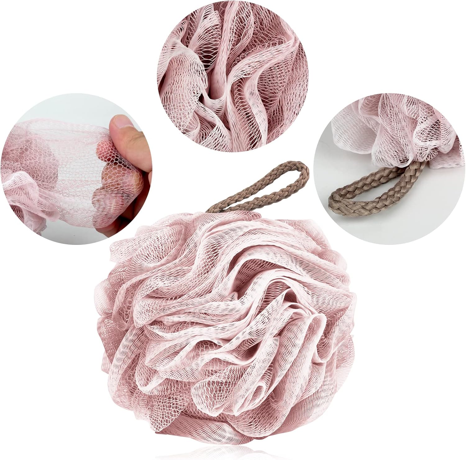 4-Pack Bath Sponges Shower Loofahs Mesh Balls Sponge for Body Wash Bathroom Men Women - VINE GLOBAL