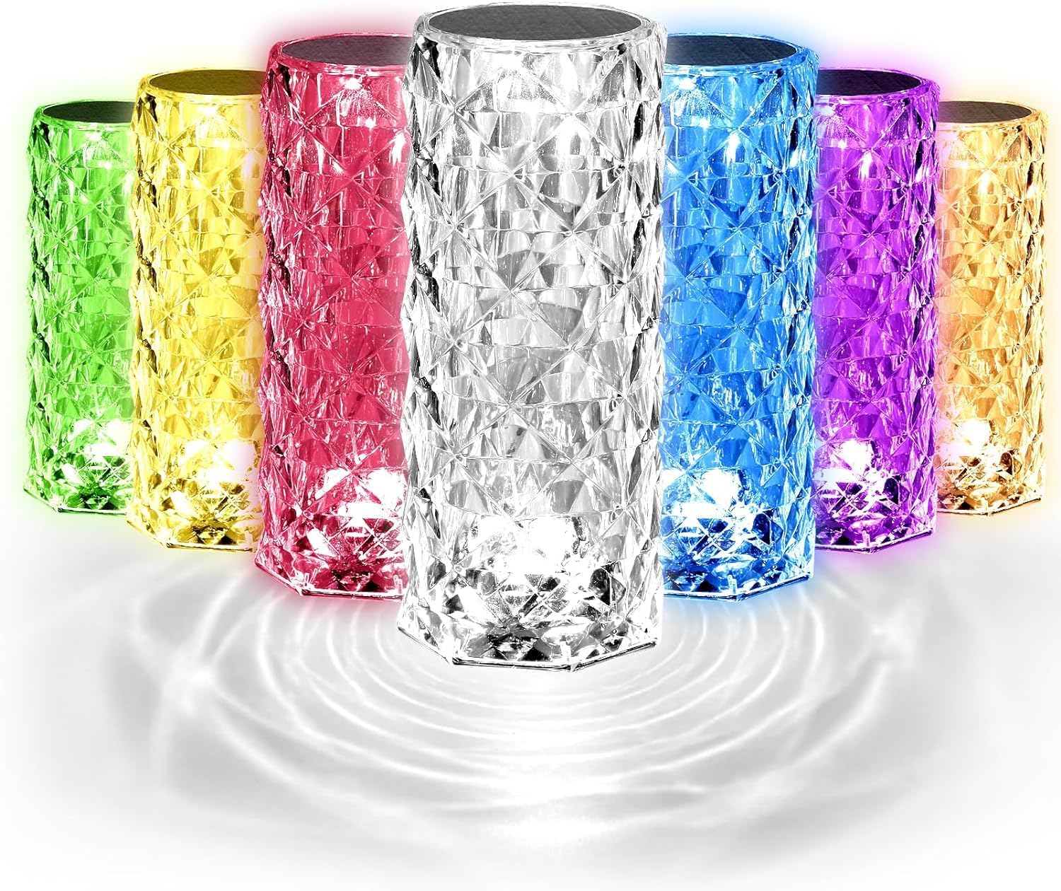 Crystal RGB Table Lamp | Touch Control Rose Wave Lamp - VINE GLOBAL