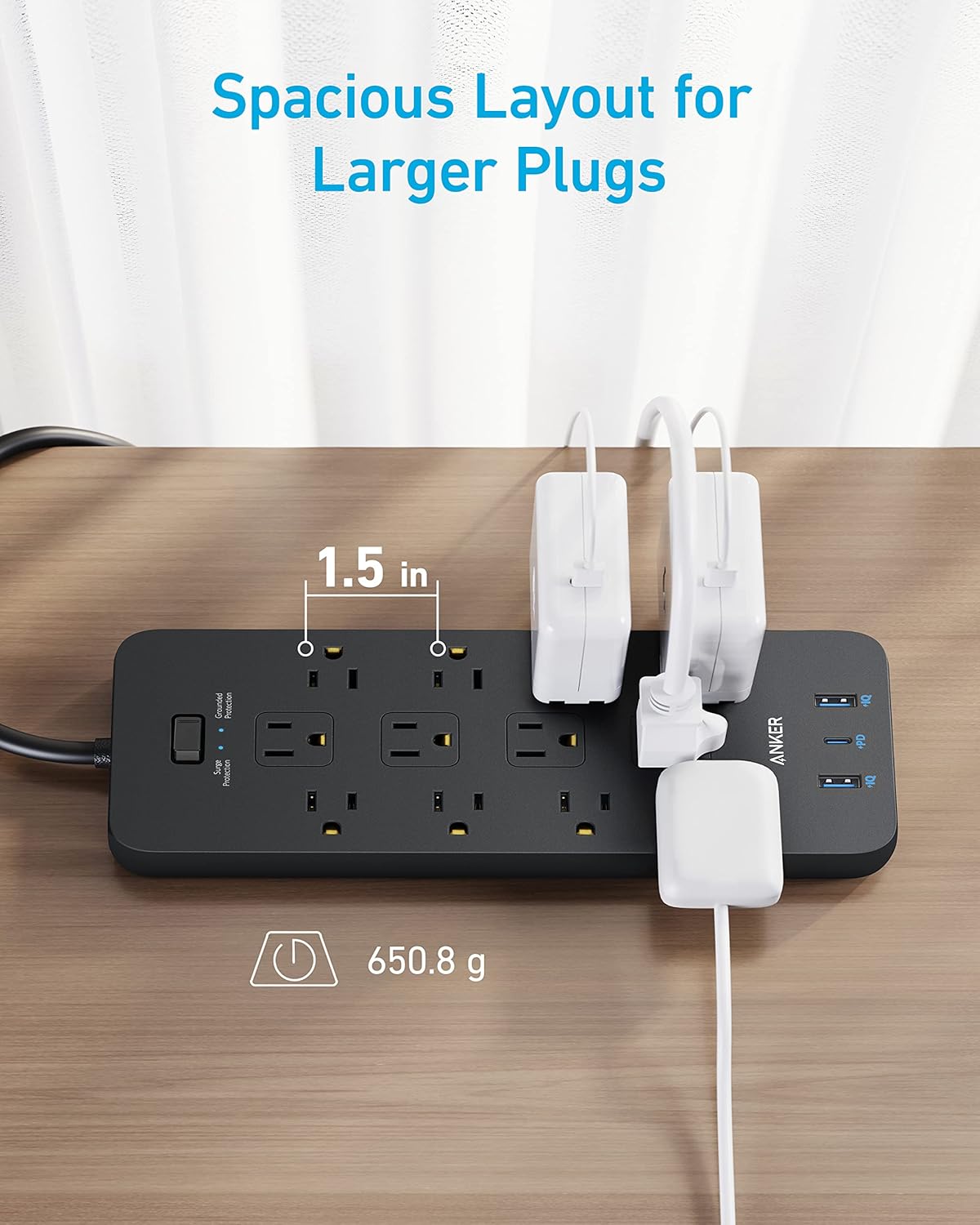 Surge Protector Power Strip (2100J), Anker 12 Outlets with 1 USB C and 2 USB Ports for iPhone - VINE GLOBAL