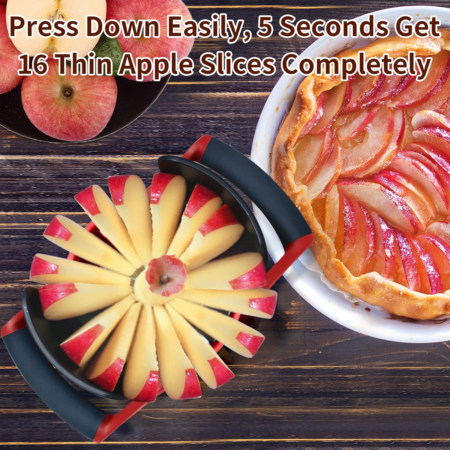 Apple Slicer and Corer,Heavy Duty Apple Cutter with Base, Stainless Steel Ultra-Sharp Blade - VINE GLOBAL