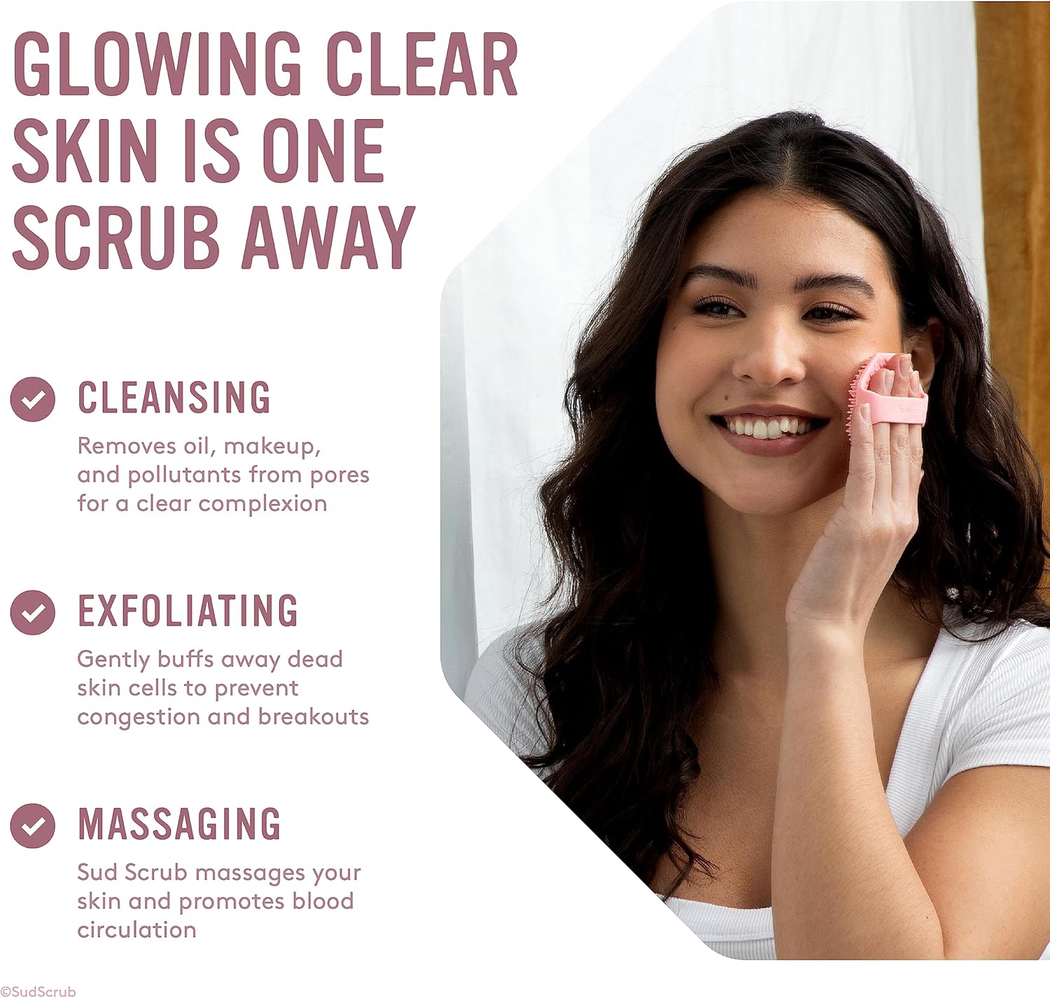 Antimicrobial Silicone Face Scrubber, 1 Pack, Gentle Face Exfoliator for Sensitive Skin - VINE GLOBAL