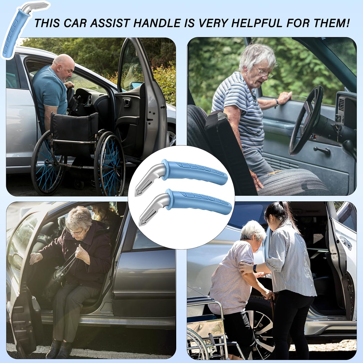 2 Pack Car Door Handle for Elderly Car Handle Assist Portable Vehicle Support Handle for Easy Sit to Stand Assistance  for Seniors and Handicapped - VINE GLOBAL