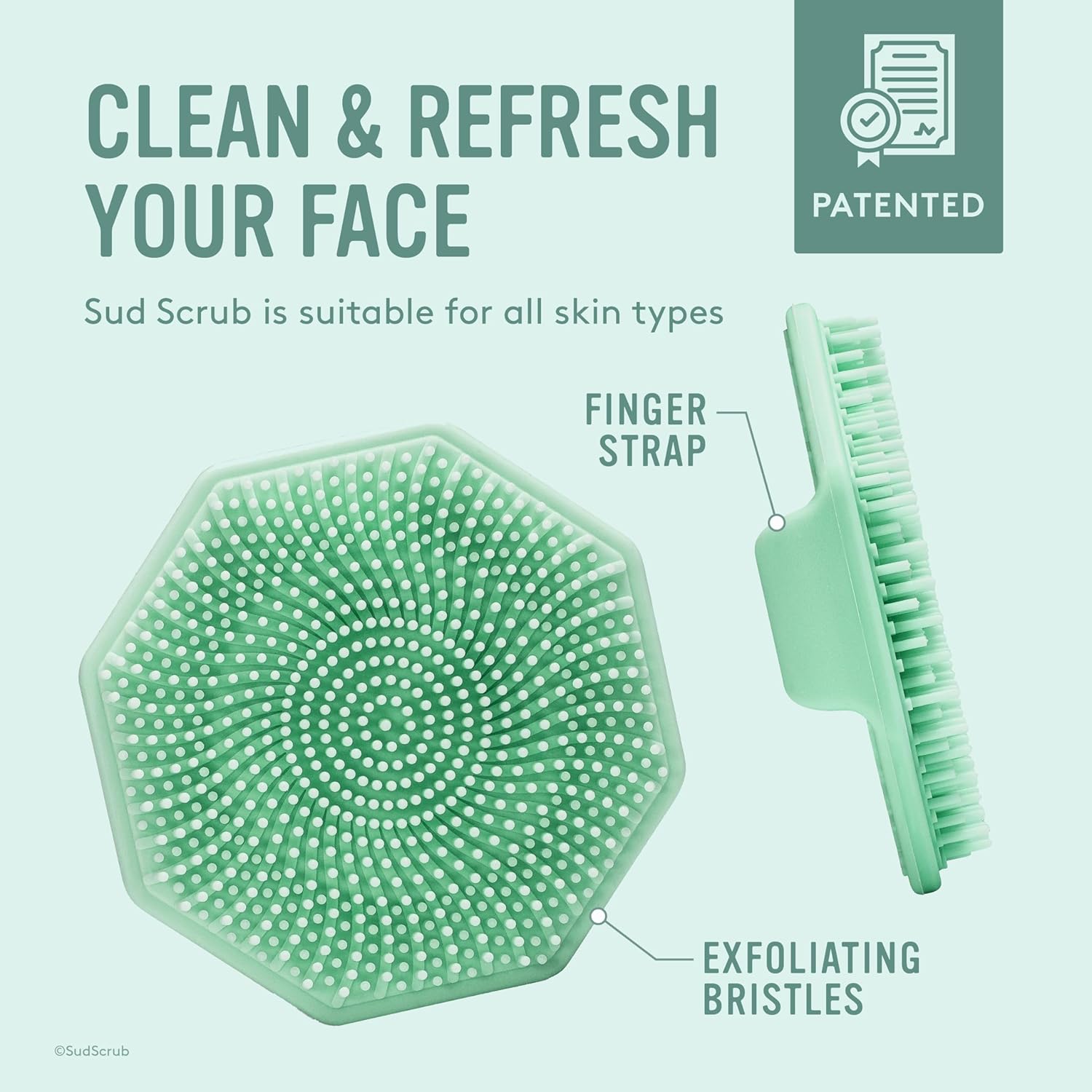 Antimicrobial Silicone Face Scrubber, 1 Pack, Gentle Face Exfoliator for Sensitive Skin - VINE GLOBAL