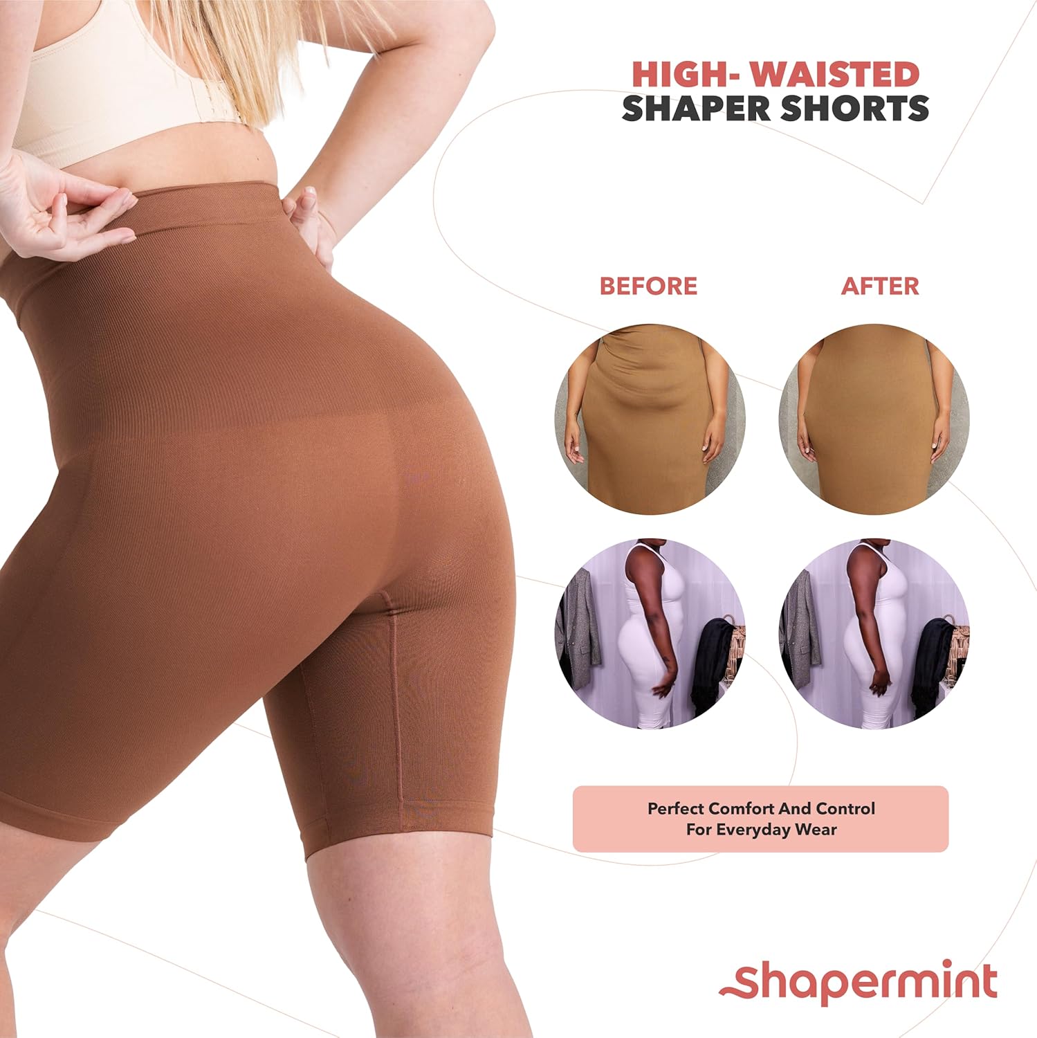 High Waisted Body Shaper Shorts Shapewear for Women Tummy Control Thigh Slimming Technology - VINE GLOBAL