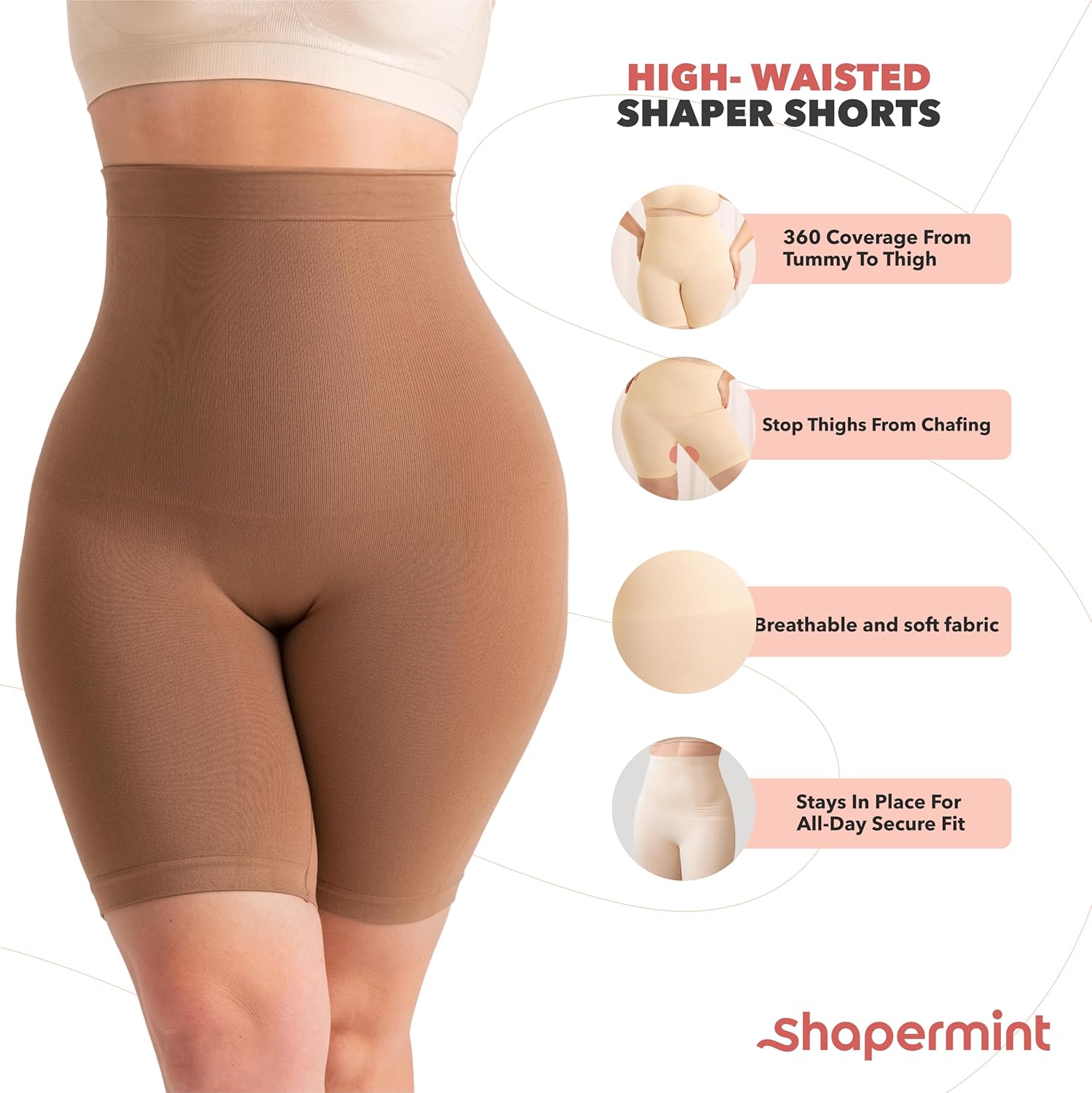 High Waisted Body Shaper Shorts Shapewear for Women Tummy Control Thigh Slimming Technology - VINE GLOBAL