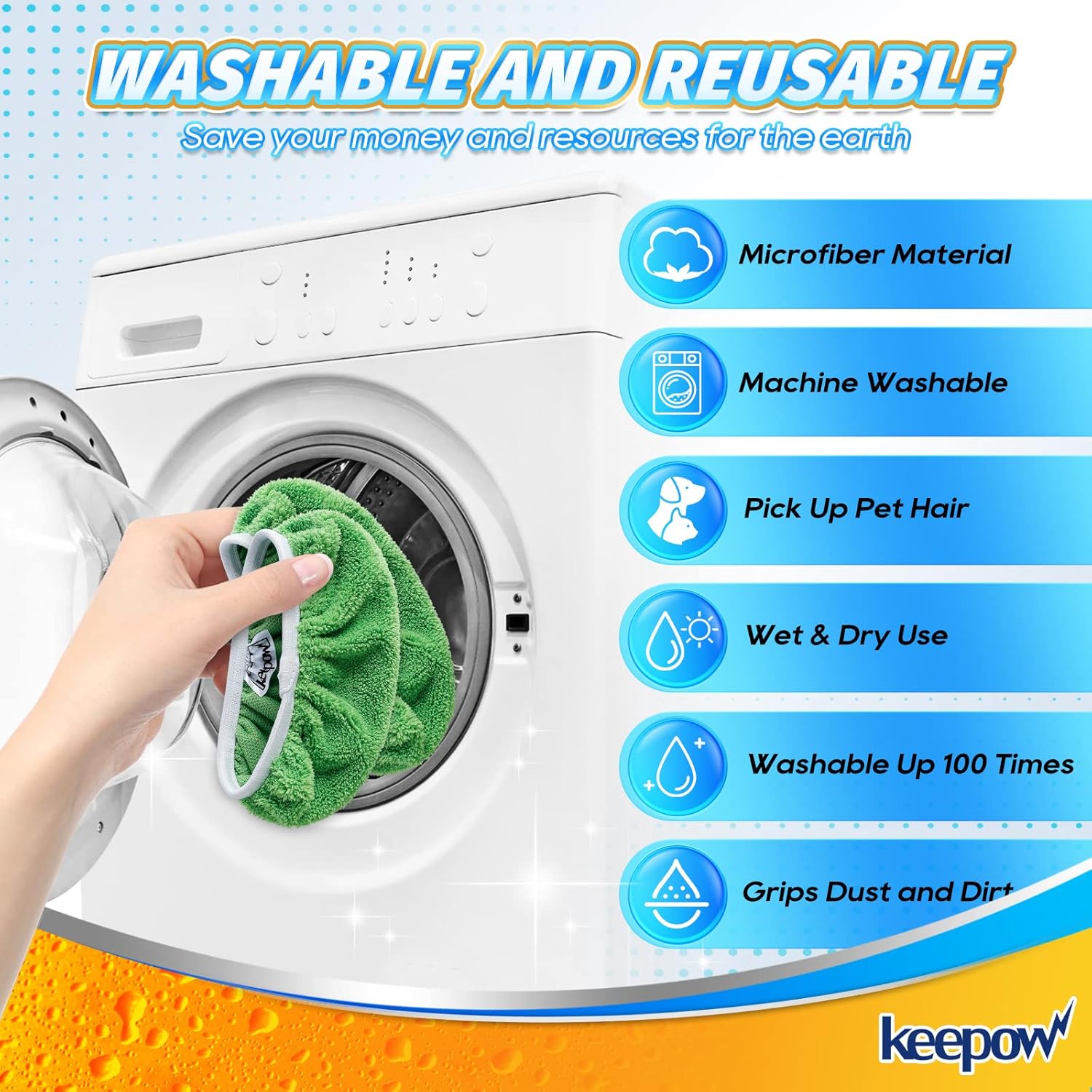 Reusable Wet Pads Refills Compatible with Swiffer Sweeper Mop, Dry Sweeping Cloths, Microfiber Wet Mopping Cloths for Hardwood Floor Cleaning, 6 Pack (Mop is Not Included) VINE GLOBAL