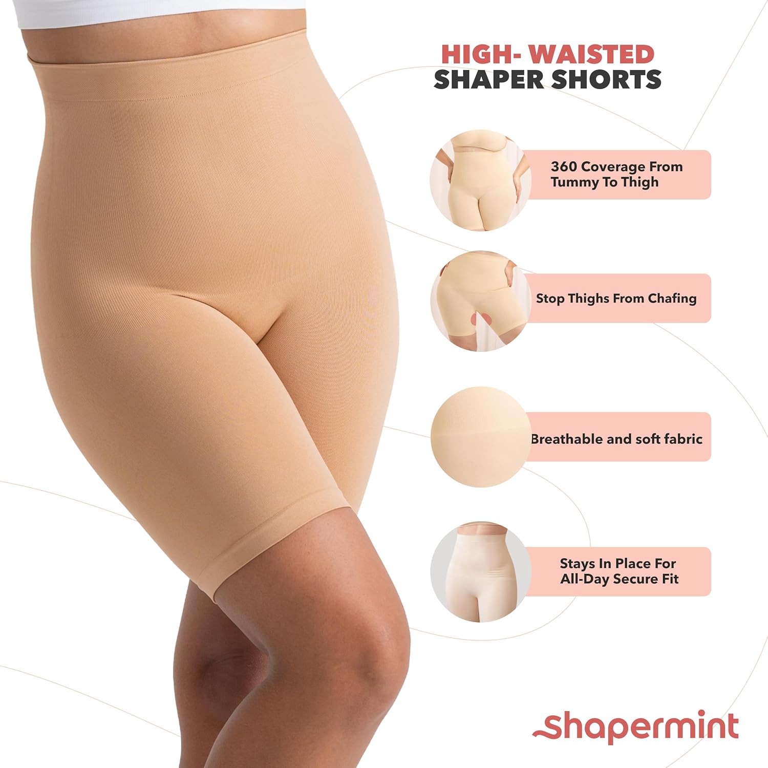 High Waisted Body Shaper Shorts Shapewear for Women Tummy Control Thigh Slimming Technology - VINE GLOBAL