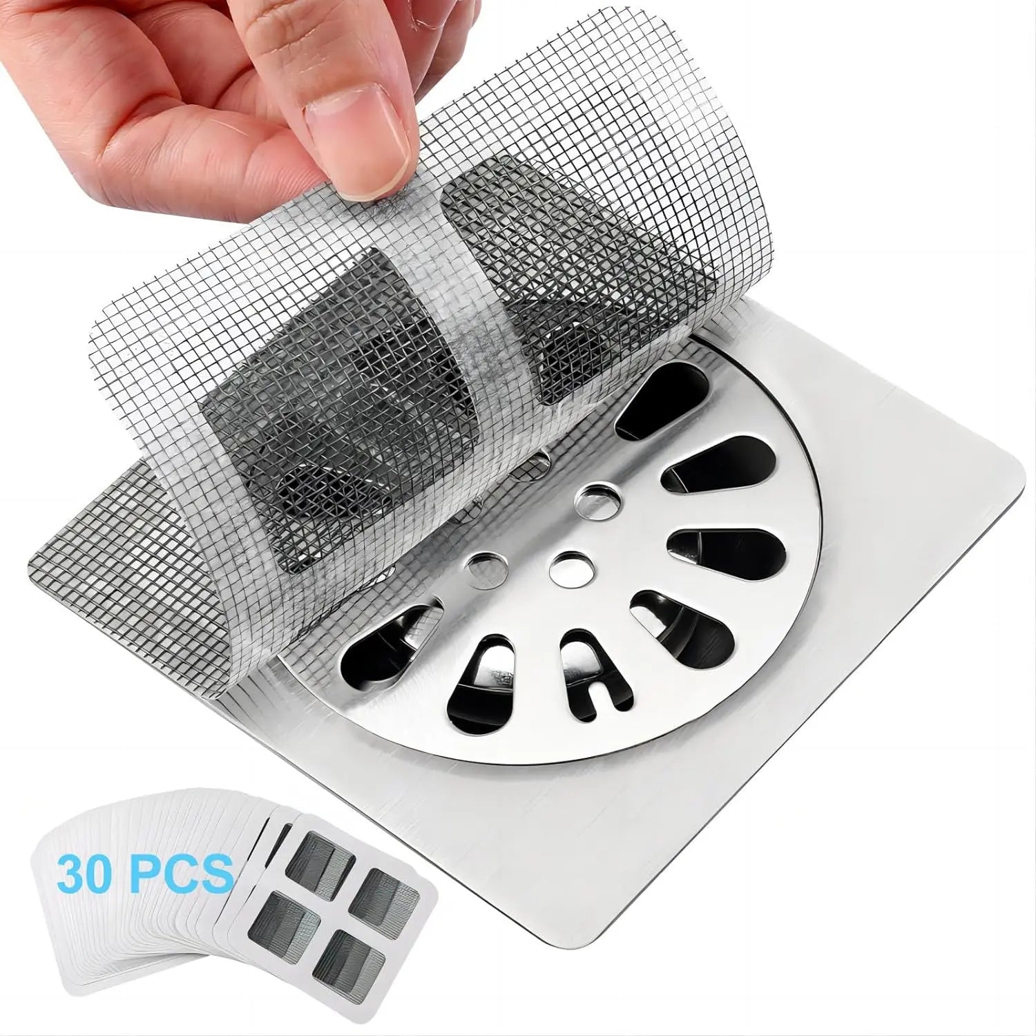 Disposable Shower Drain Cover Hair Catcher 4" X 4" Mesh Stickers for Bathroom, Laundry, Bathtub, Kitchen, and Sink (60) VINE GLOBAL