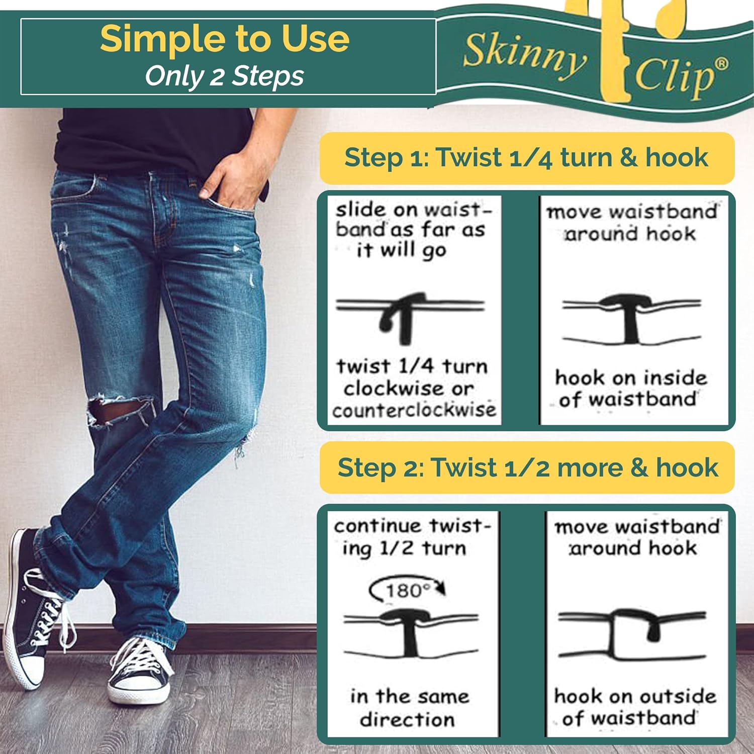 Waistband Tightener - Replace Belts For Women & Men Hold Up Your Pants 4 Pack - VINE GLOBAL